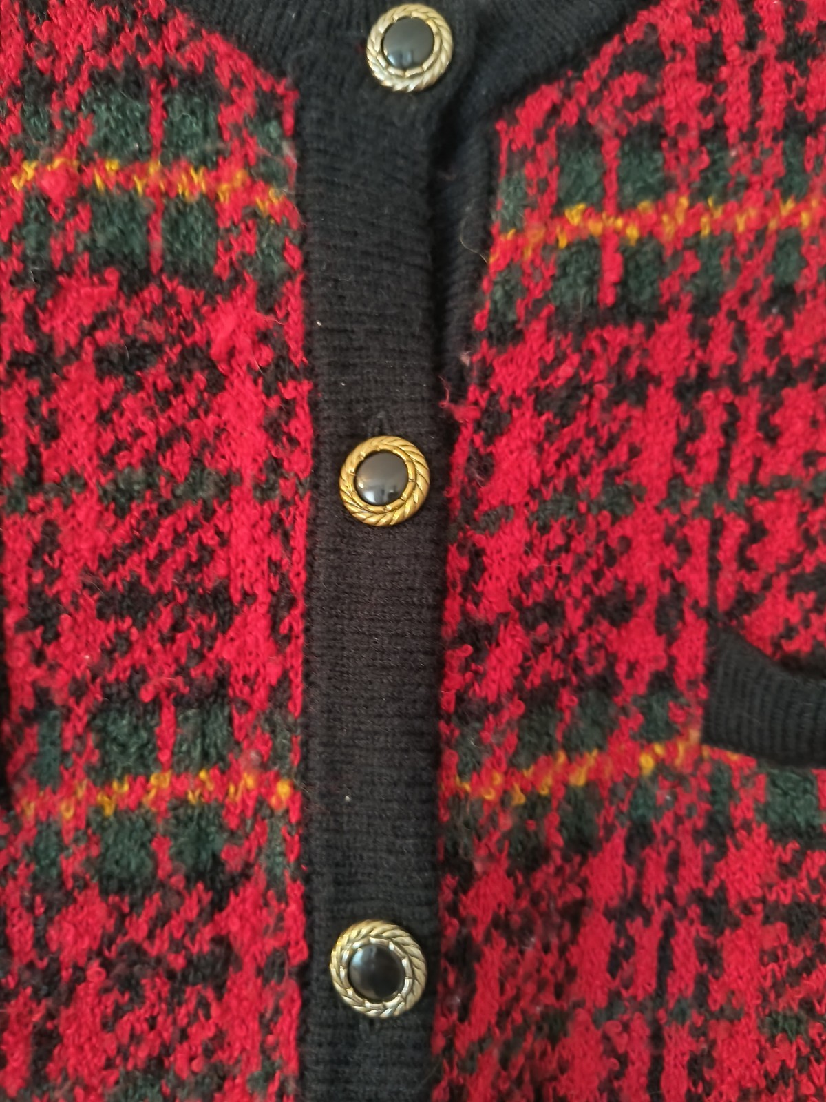 Vintage Plaid Segue Sweater Size 2X Red Green Black And Gold