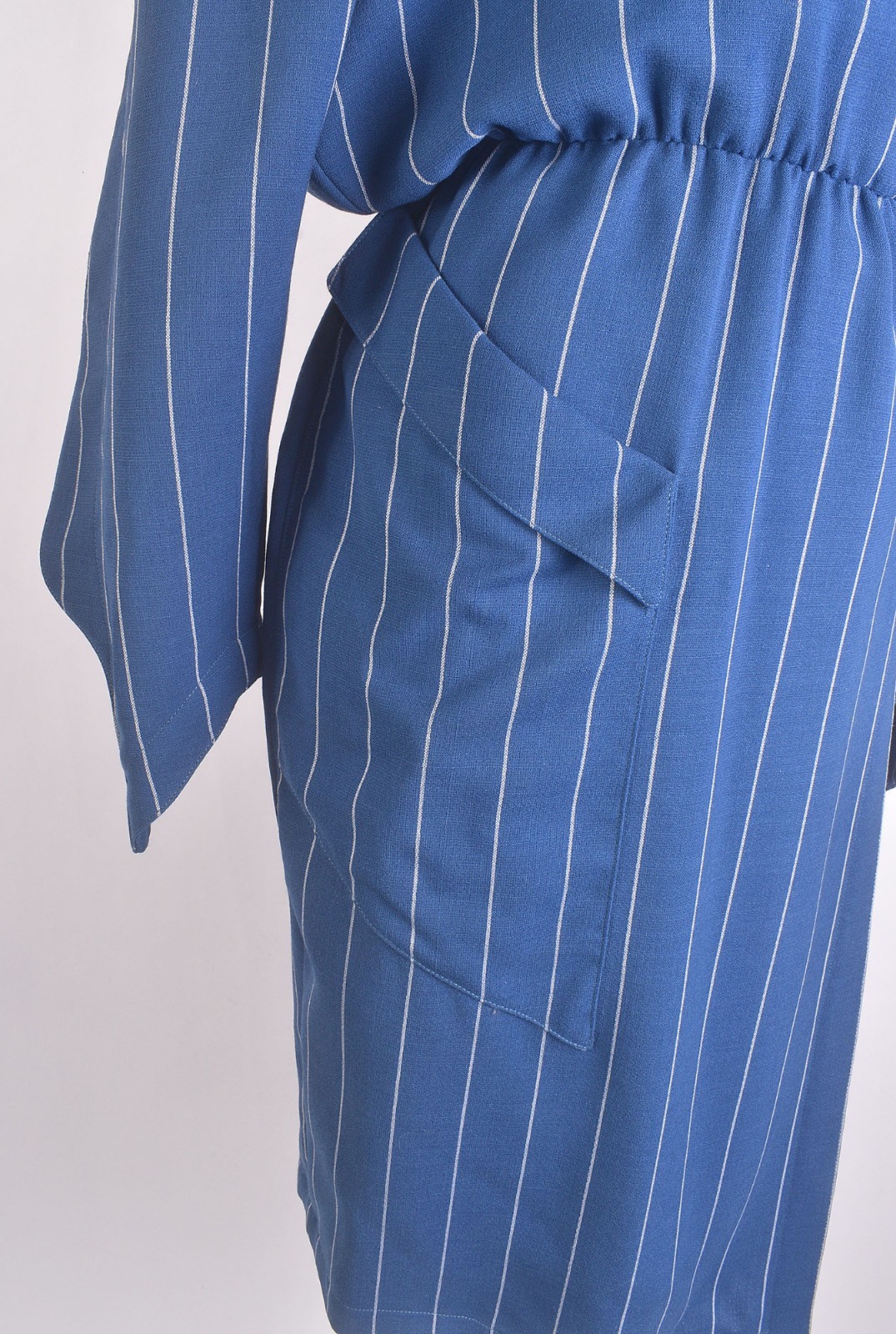Vintage 80s THIERRY MUGLER Pinstriped Asymmetric Avant Garde Jacket Style Dress