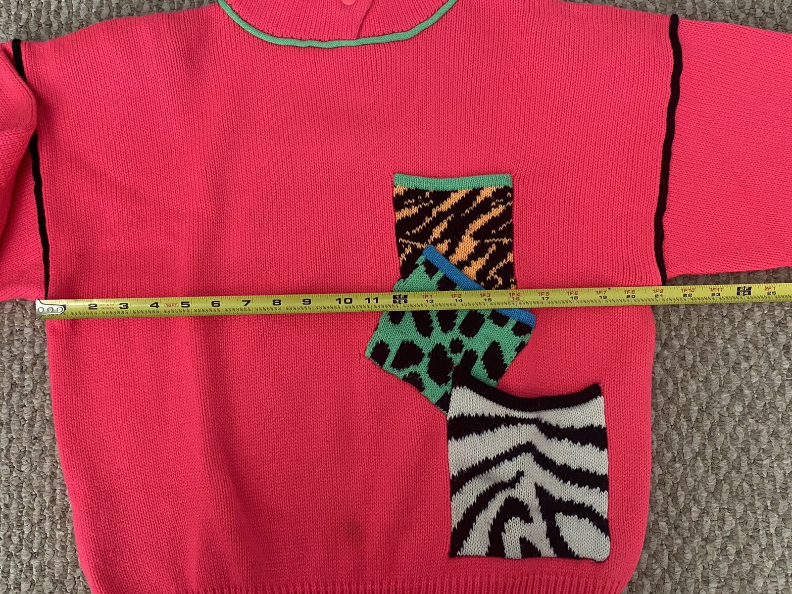 Vintage 80’s Obermeyer Neon Pink Sweater Retro Ski Sweater Medium
