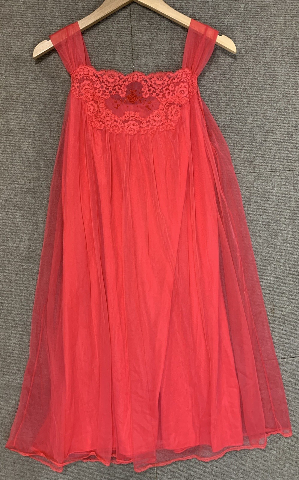 Vtg Van Raalte Pink Chiffon Babydoll Dress Castlecore Whimsy Dainty Nightgown Sm