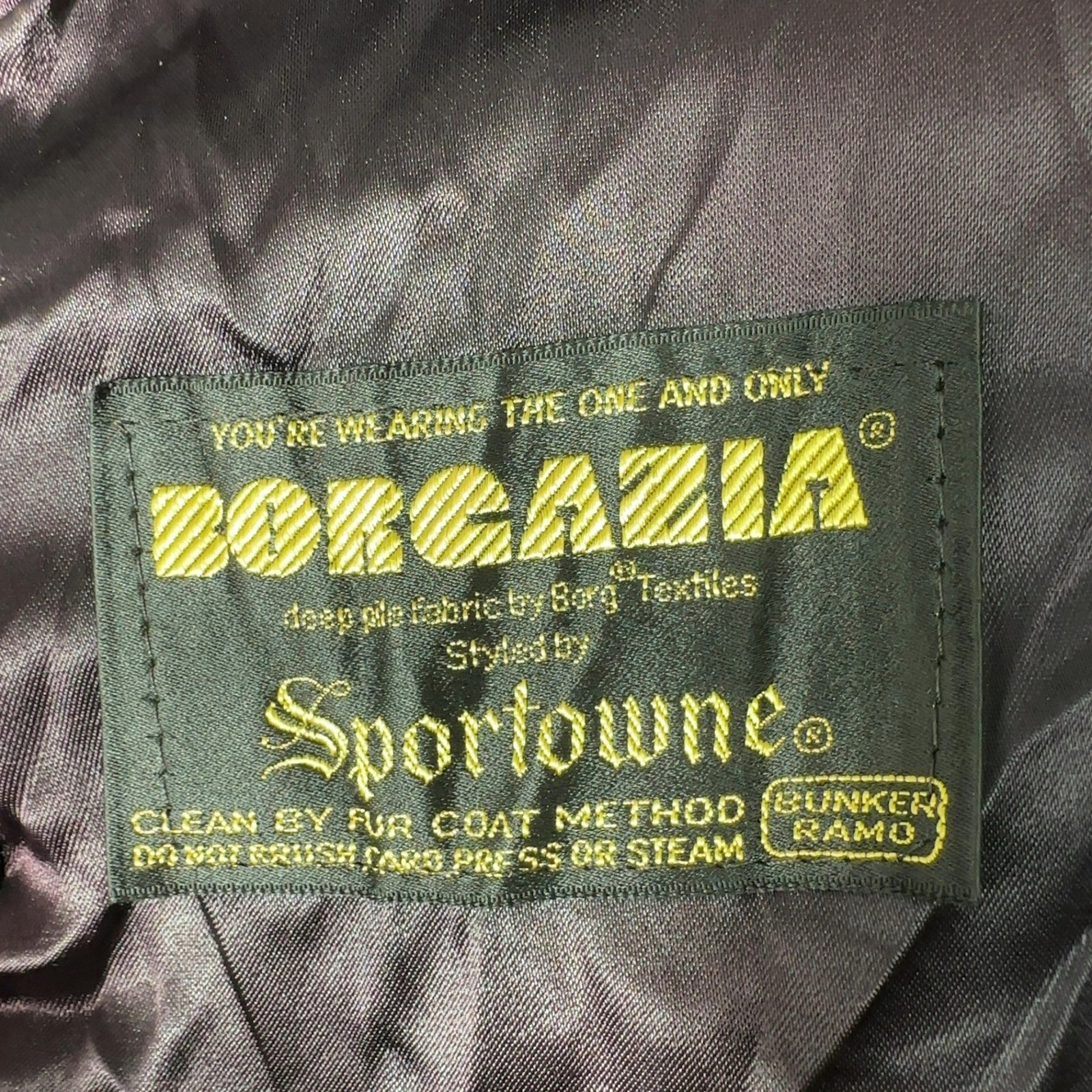 Vintage Sportowne Borgazia Coat Womens 14 Black Faux Fur Double Breasted Long
