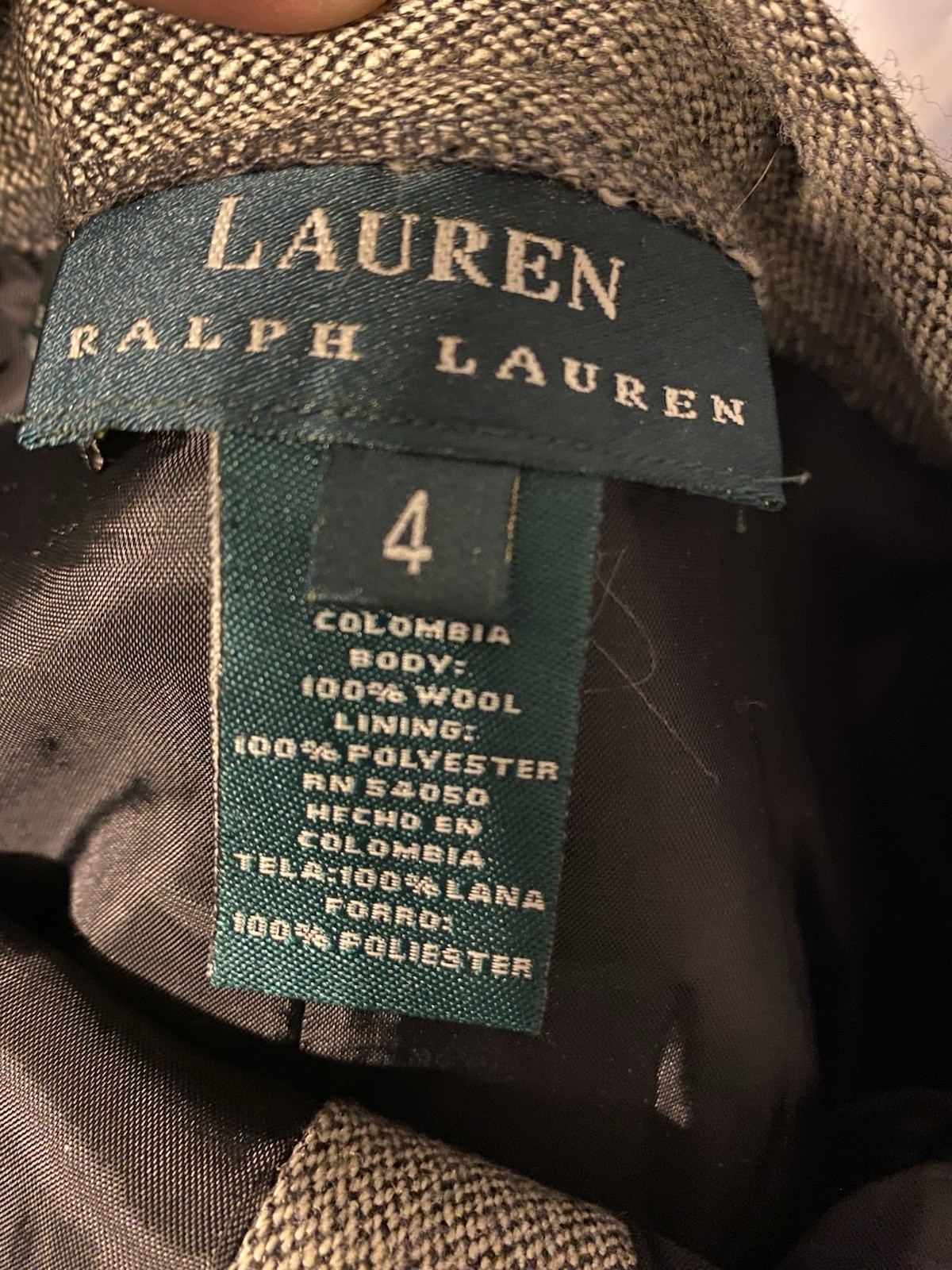 Vtg Ralph Lauren Gray Tweed Wool Herringbone A-Line Skirt 28×35 size 4 Pockets