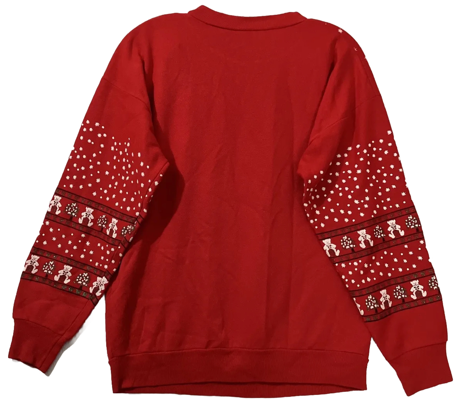 Vintage Sky Lite 80s Red Teddy Bear Christmas Crewneck Sweater Glitter Size M