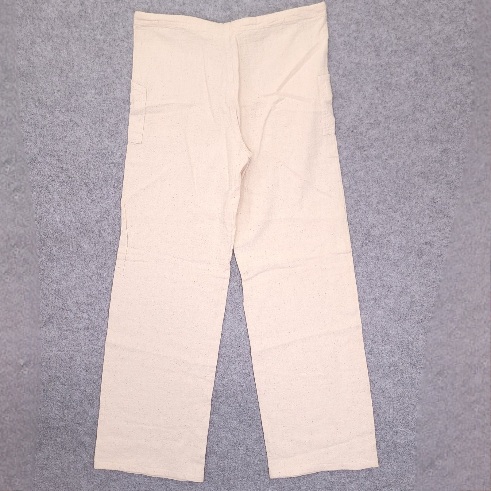 Vintage Santa Monica California Cotton Pants Cream Drawstring Relaxed 32×32