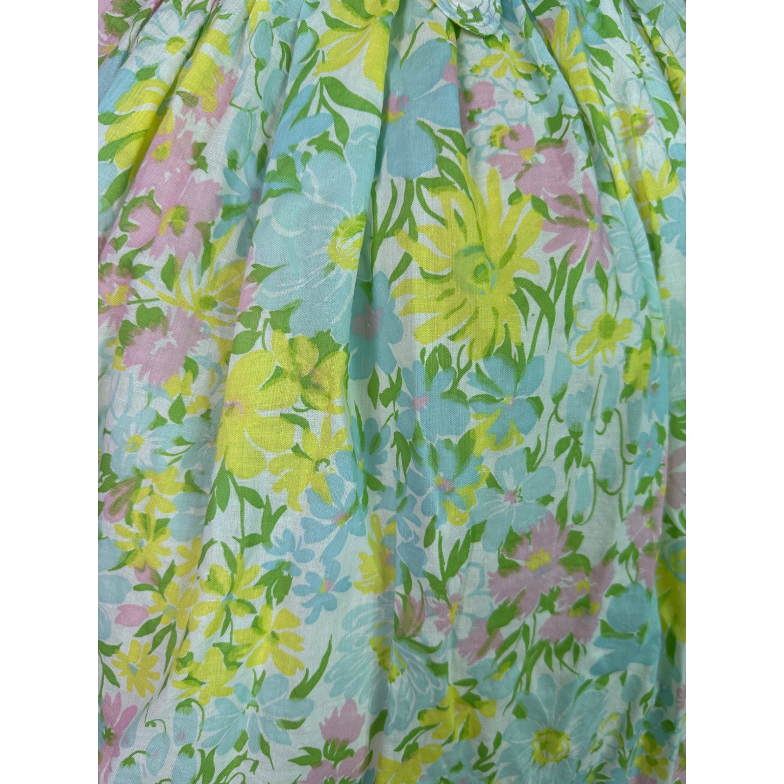 Vintage 1950s Peck & Peck Novelty Floral Print Cotton Dress Pastel Mid-Century