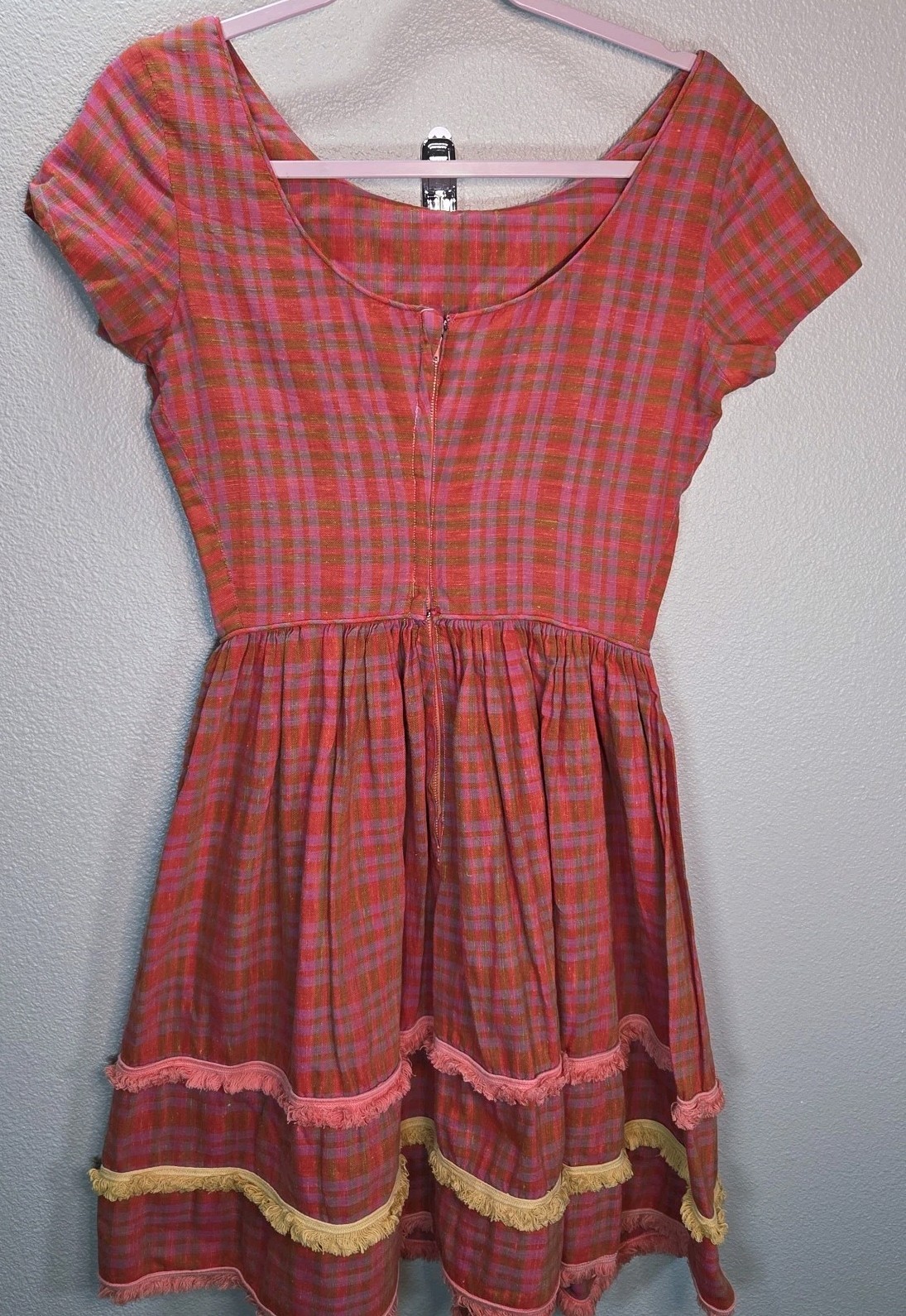 Vintage Murray Millman Plaid Prairie Dress Cottagecore Tiered Boho Dress XS/S