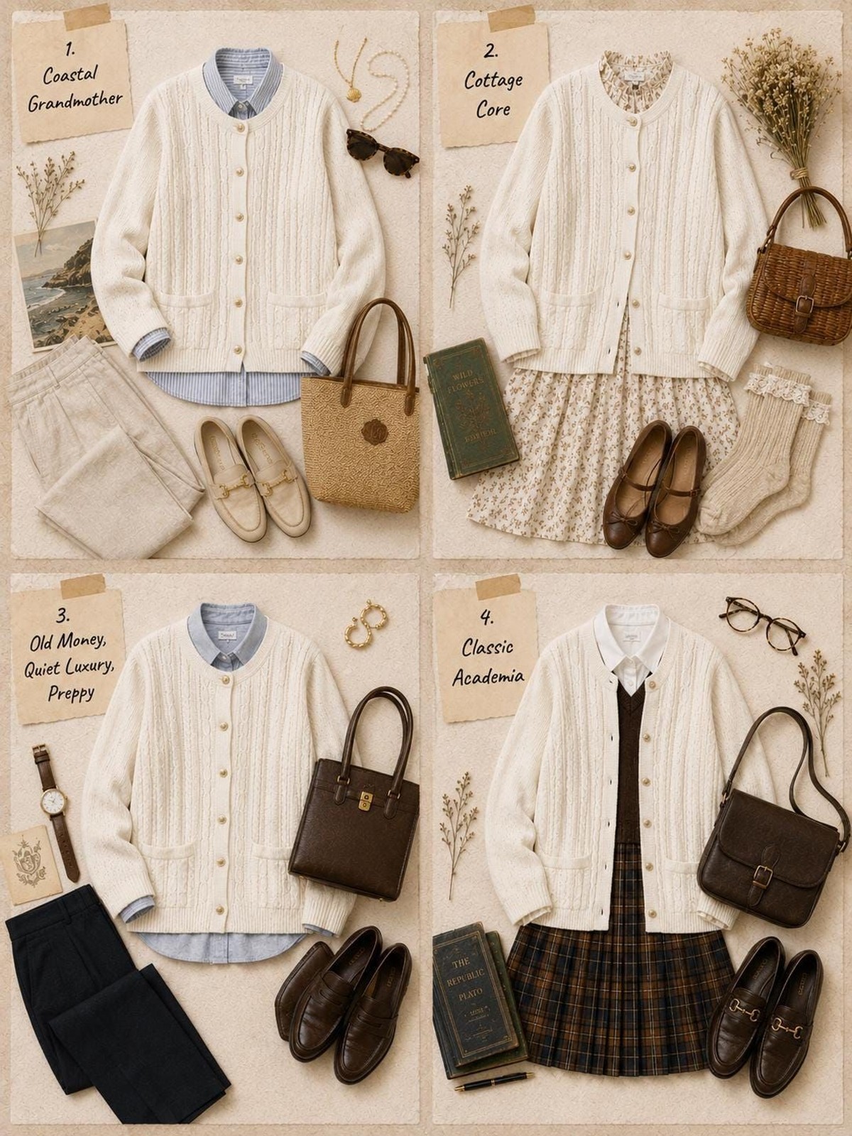 Vintage 90s Classic Elements Ivory Cable Knit Cardigan Sweater Size Large