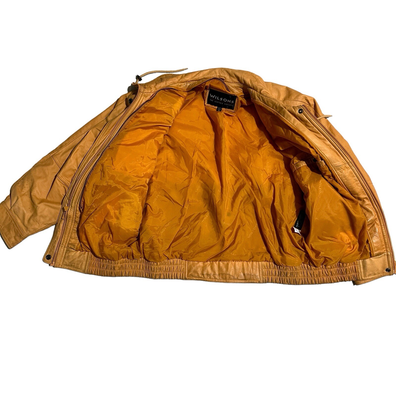 VTG WILSONS Women Yellow Leather Jacket Thinsulate Thermal Insulation Lining, M