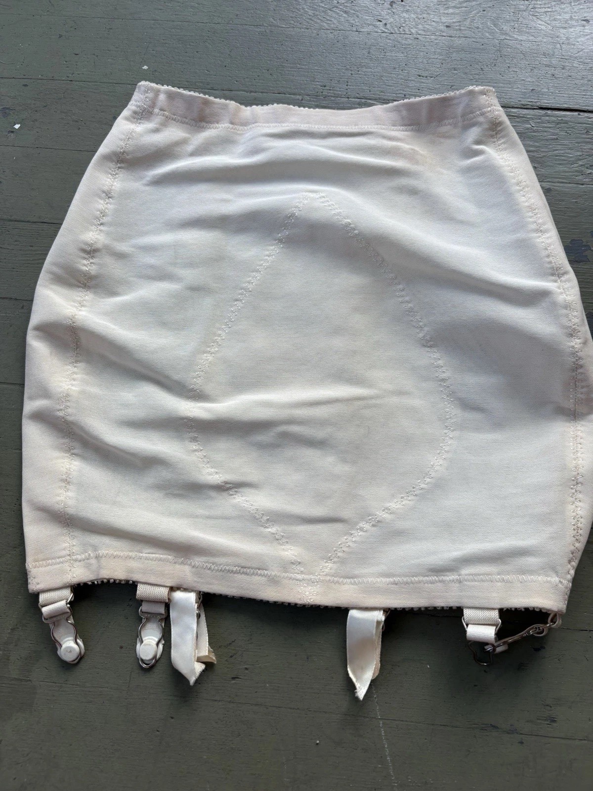 vintage olga suddenly slim open bottom girdle with garters size M Embroidered