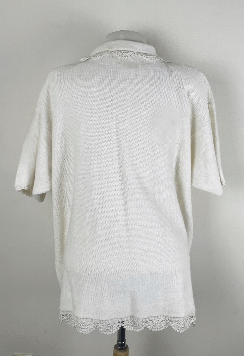 Vtg 90’s Embroidered Floral Pastel Short Sleeve Spring Cardigan Sweater Size 3x