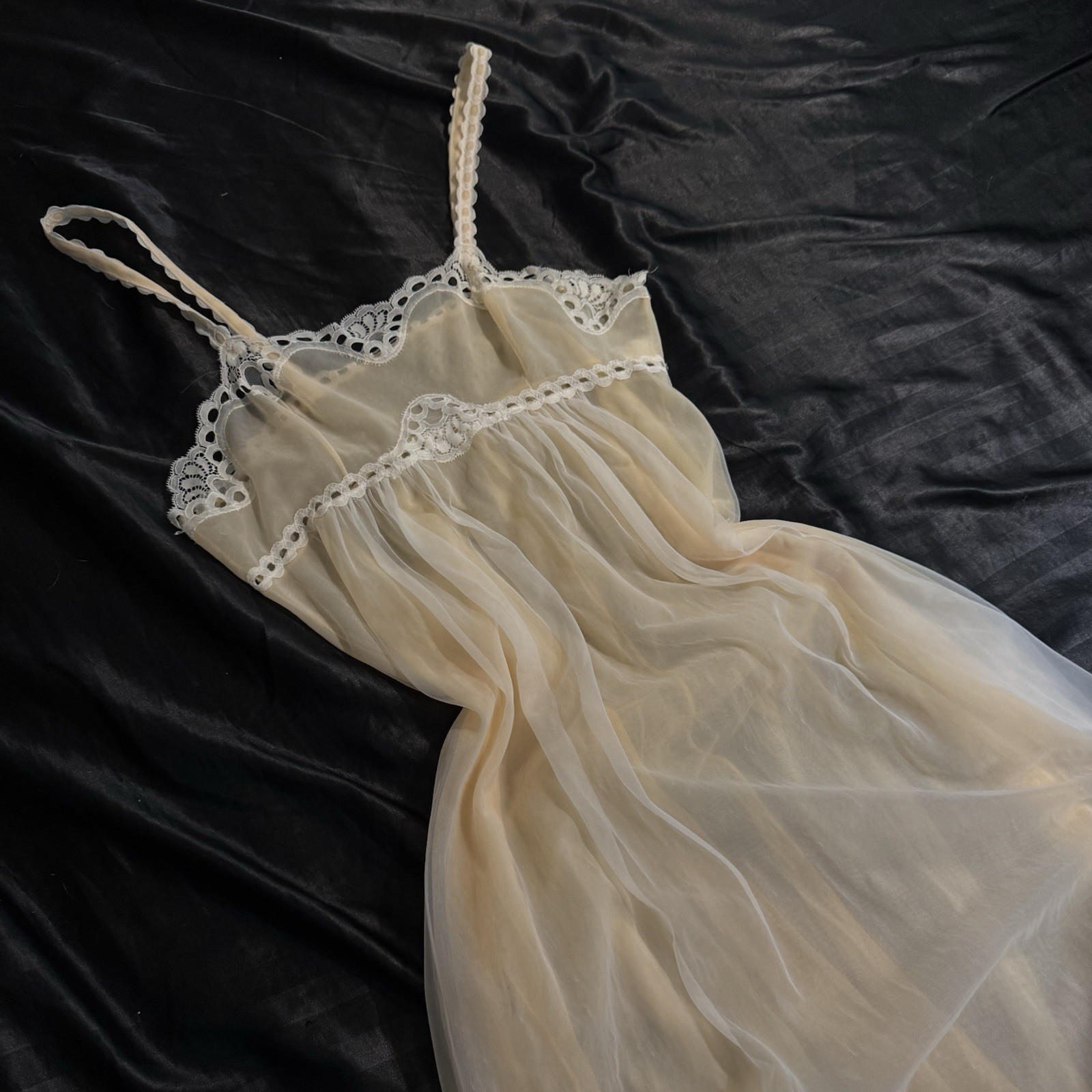 Vintage Sheer Chiffon Nylon Artemis 60s Maxi Gown Slip Dress