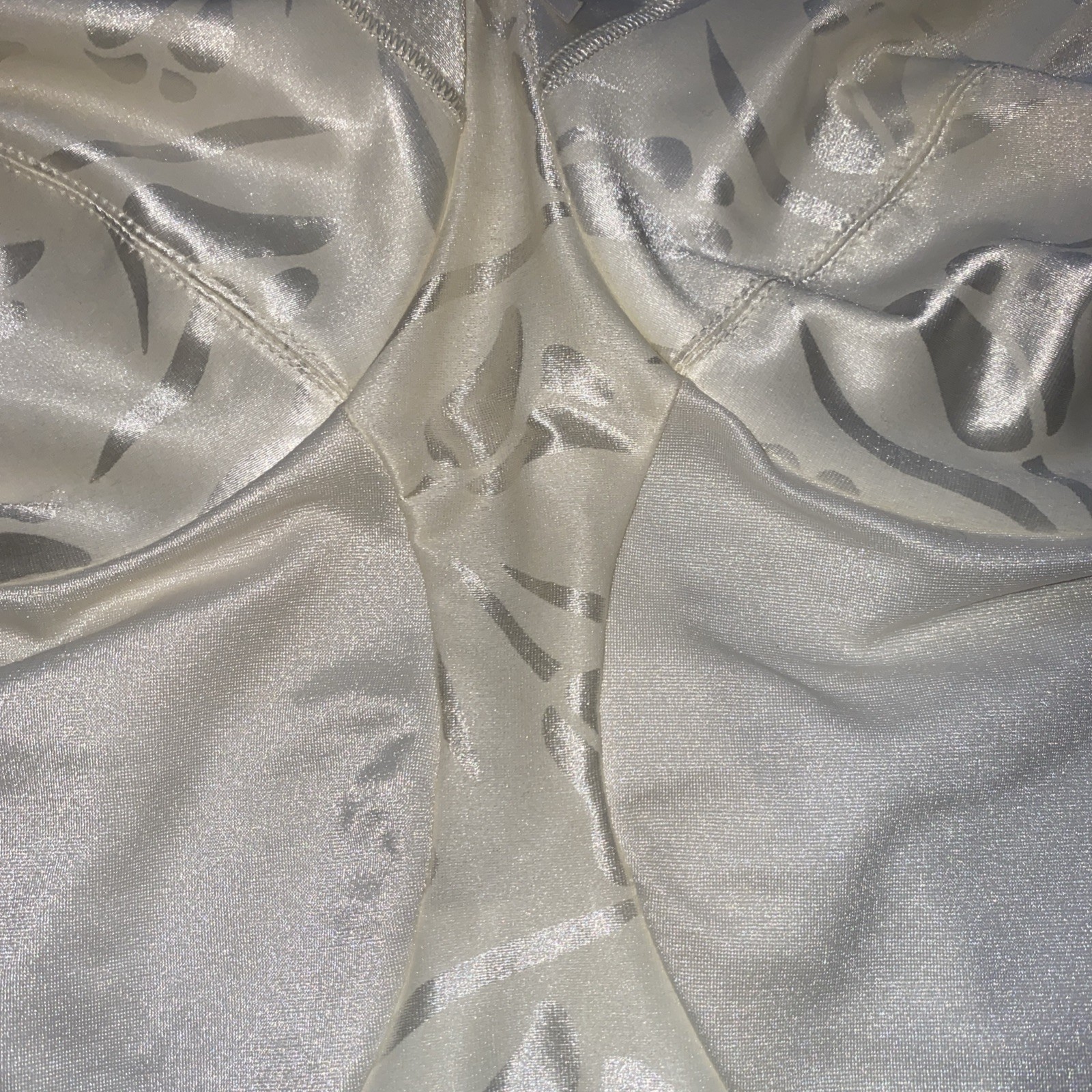 Hanes Her Way Vintage Ivory Tank Bodysuit Satin Print Panels Sexy Sissy 40C