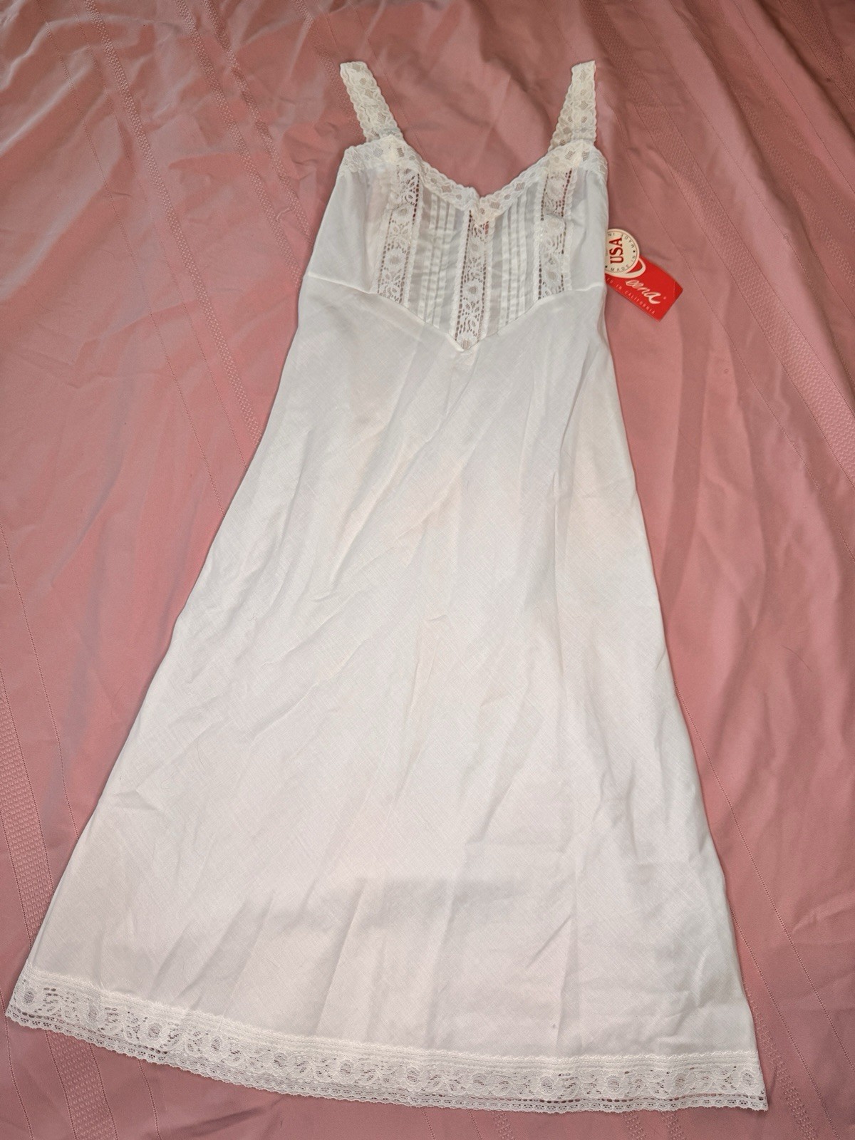 Deena Prairie Cottage Core Milk Maiden Night Gown White Fits XS-M Lace Trim