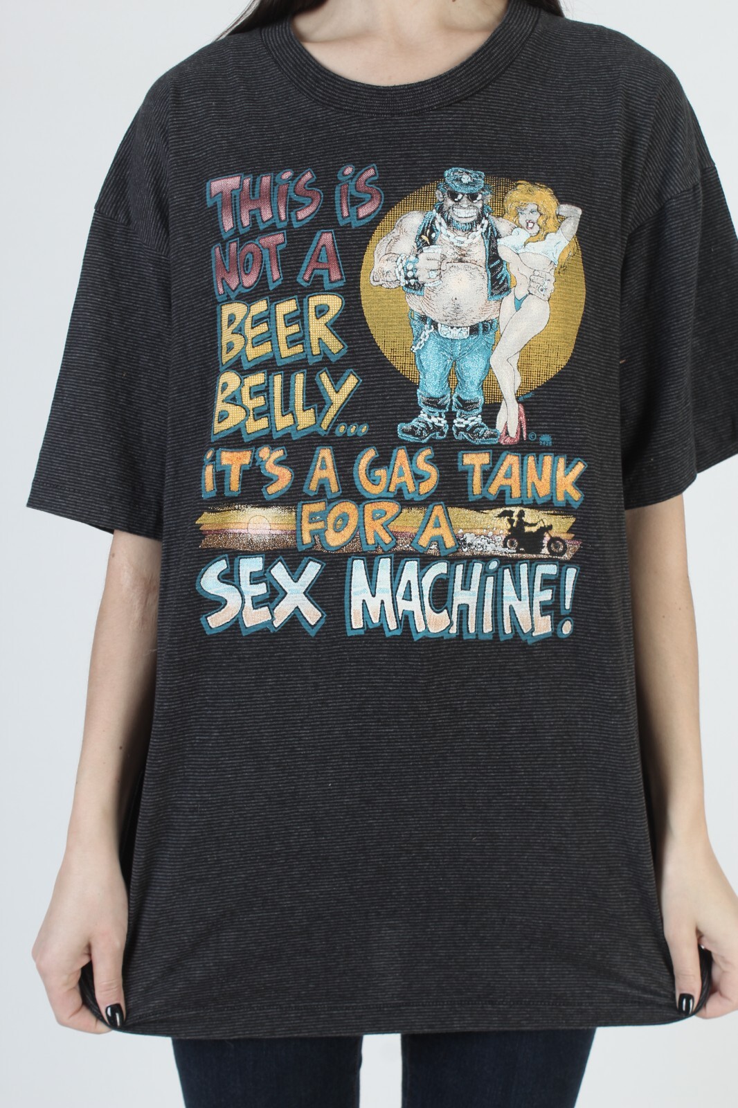 Vintage Harley Davidson Sex Machine T Shirt Biker Beer Belly Motorcycle Tee XL