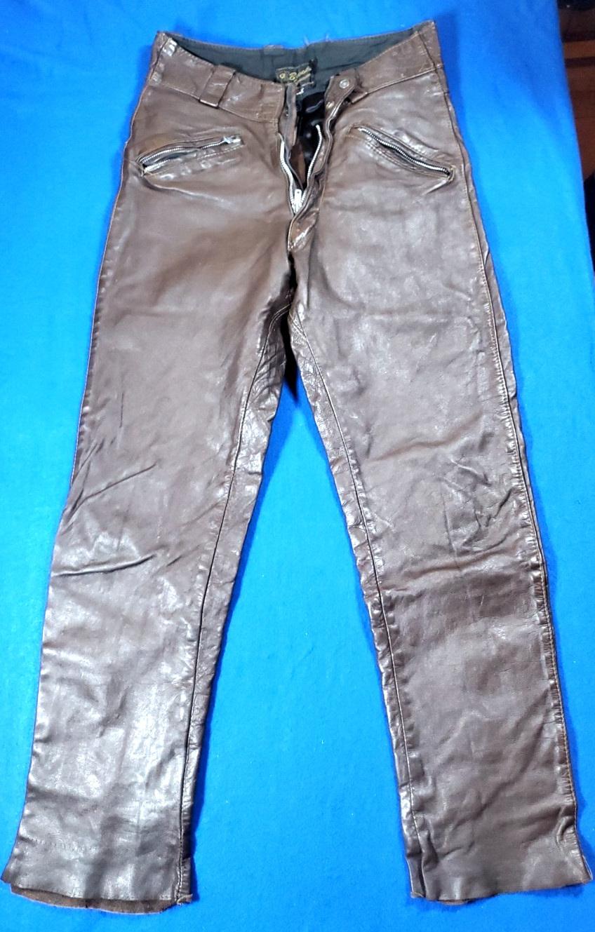 Vintage Brooks Leather Sportswear Pants Size 28 Biker Riding Racing Made USA