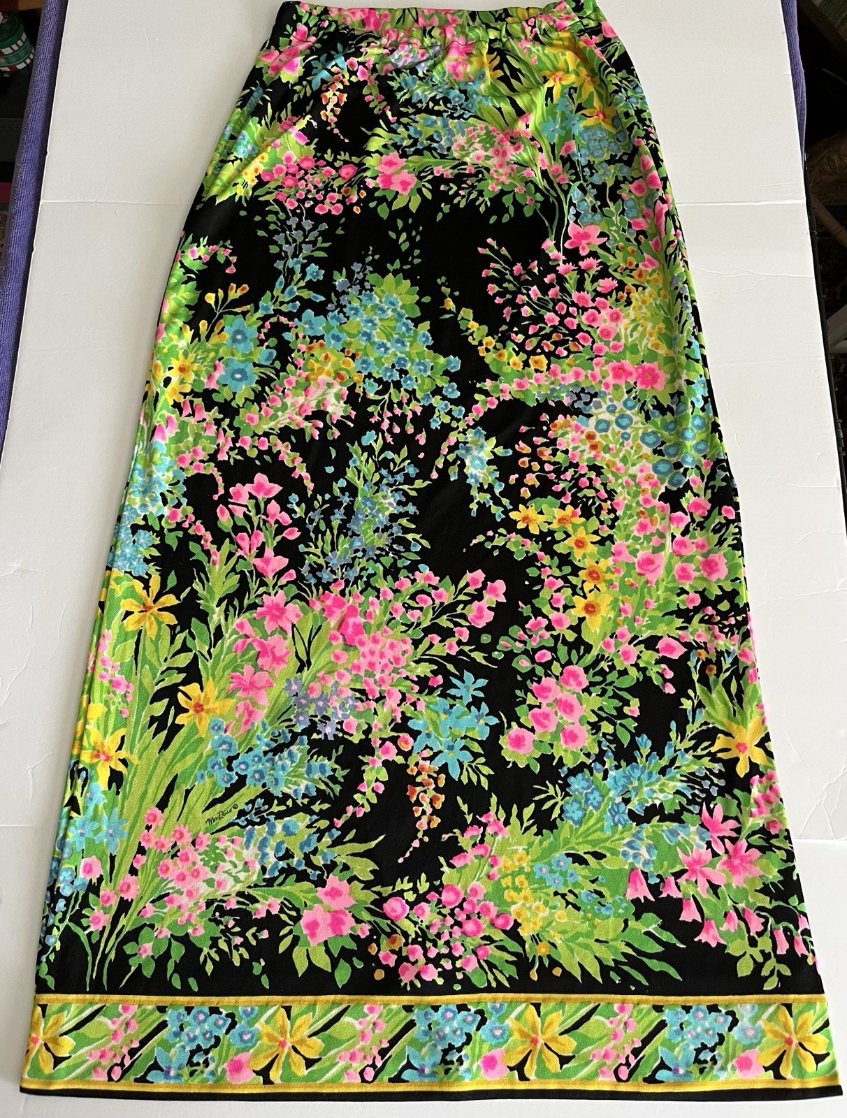 Mr Dino Retro Vintage 70’s Neon Long Skirt Medium? Fabric Signed