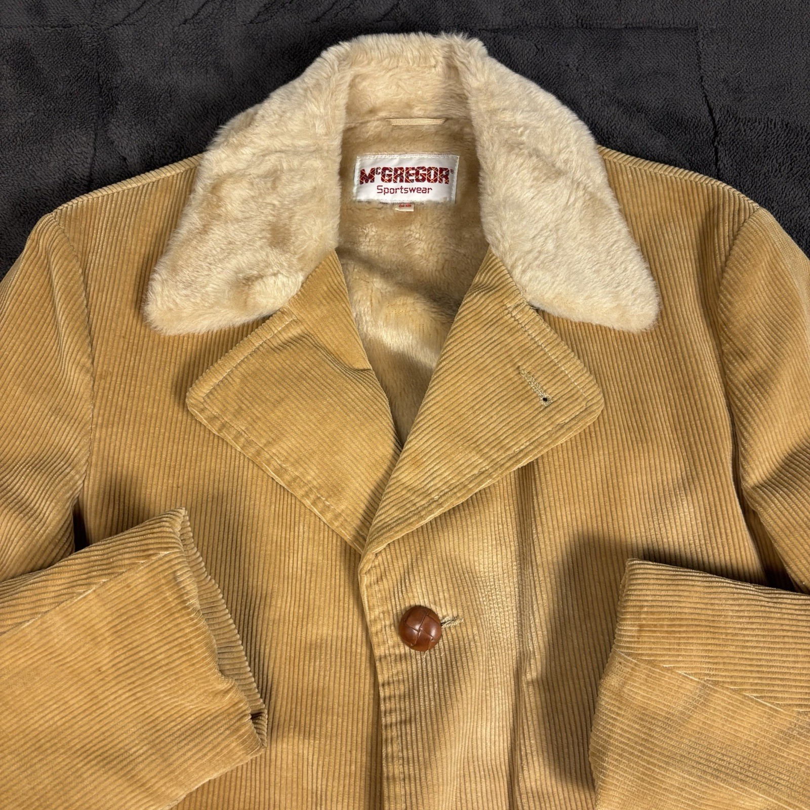 Vintage 1970s McGregor Corduroy Button Up Long Coat Women’s Size 38 USA Retro