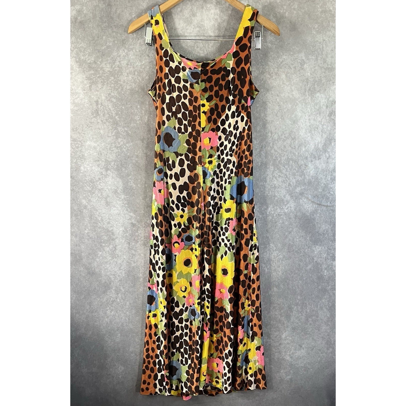 Vintage Indorables Midi Dress Womens M / L Animal Print Floral 60s *See Descrip*