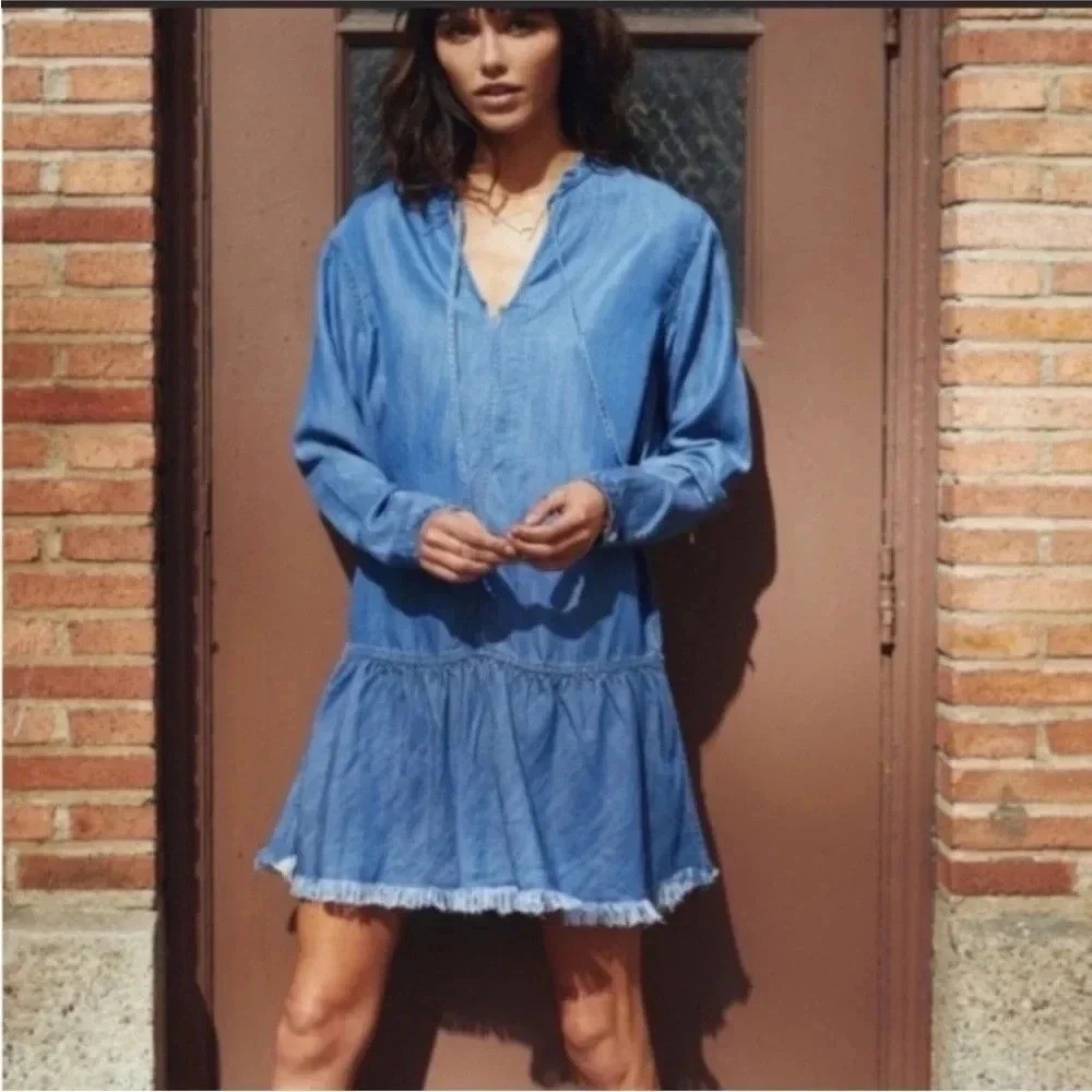 Rails Vintage Wash Chambray Lyocell Drop Waist Dress