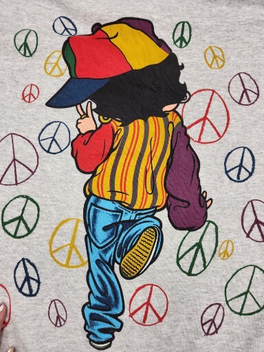 Vintage 1993 Betty Boop Hip Hop Peace Out Gray Sweatshirt 2 Sided Size XL-Tultex