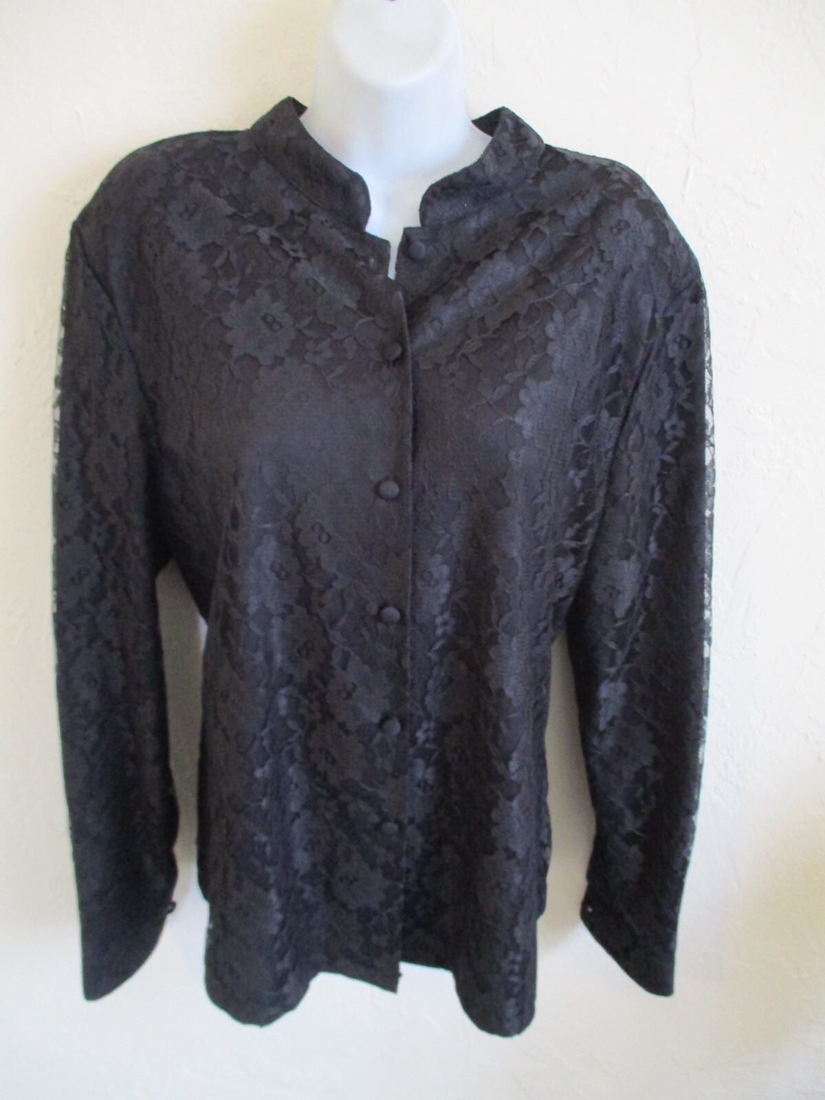 Vintage 80’s Willow Ridge Lace Button Up Blouse Women Size 18 Long Sleeve