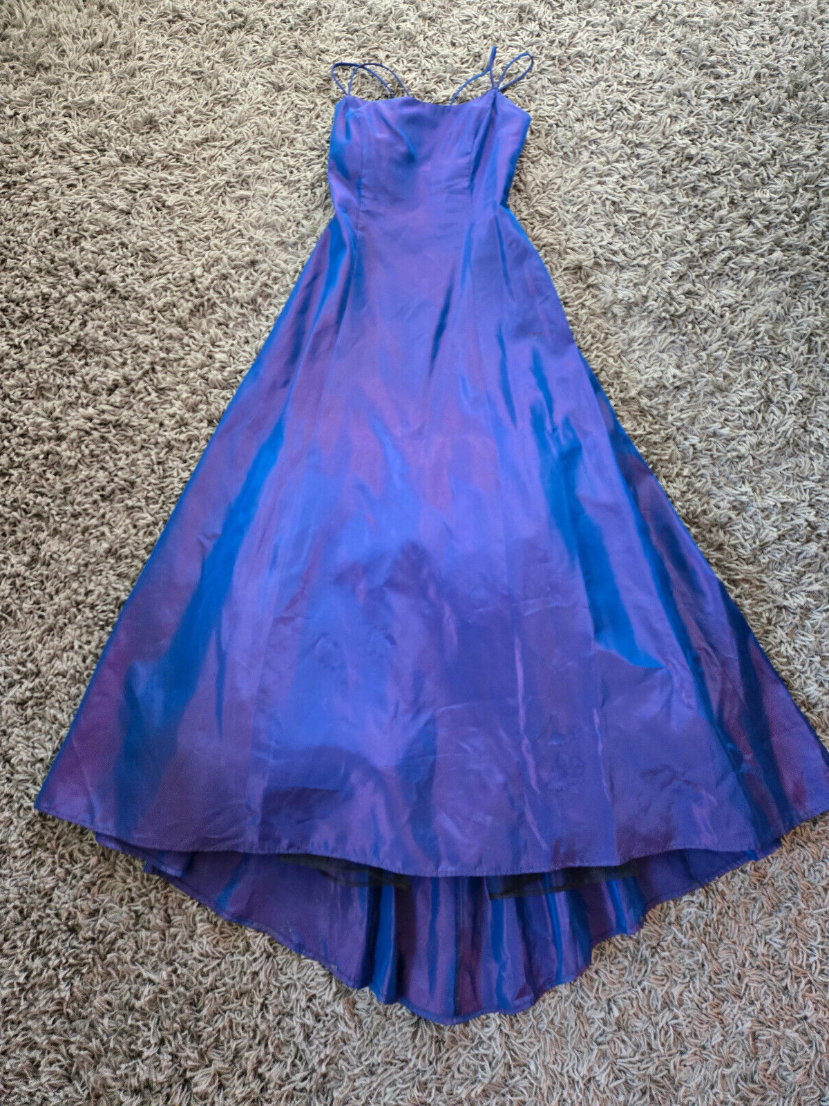 Vintage 1990s Y2K blue pink irridescent corset back formal gown dress be smart