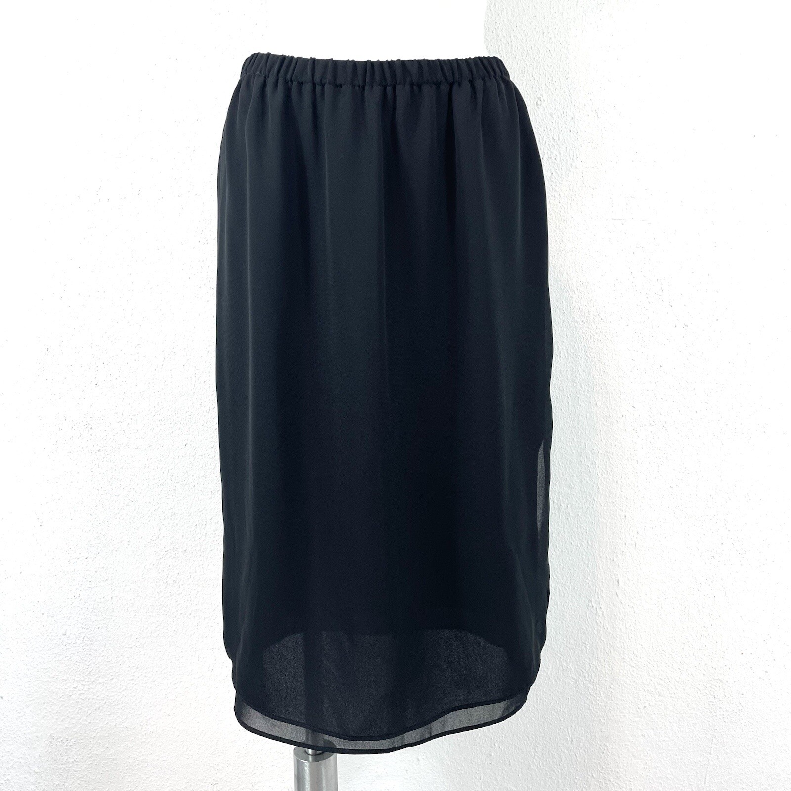 Vintage 1970s Joy Stevens California Sheer Black Layered Knee Skirt Size Medium