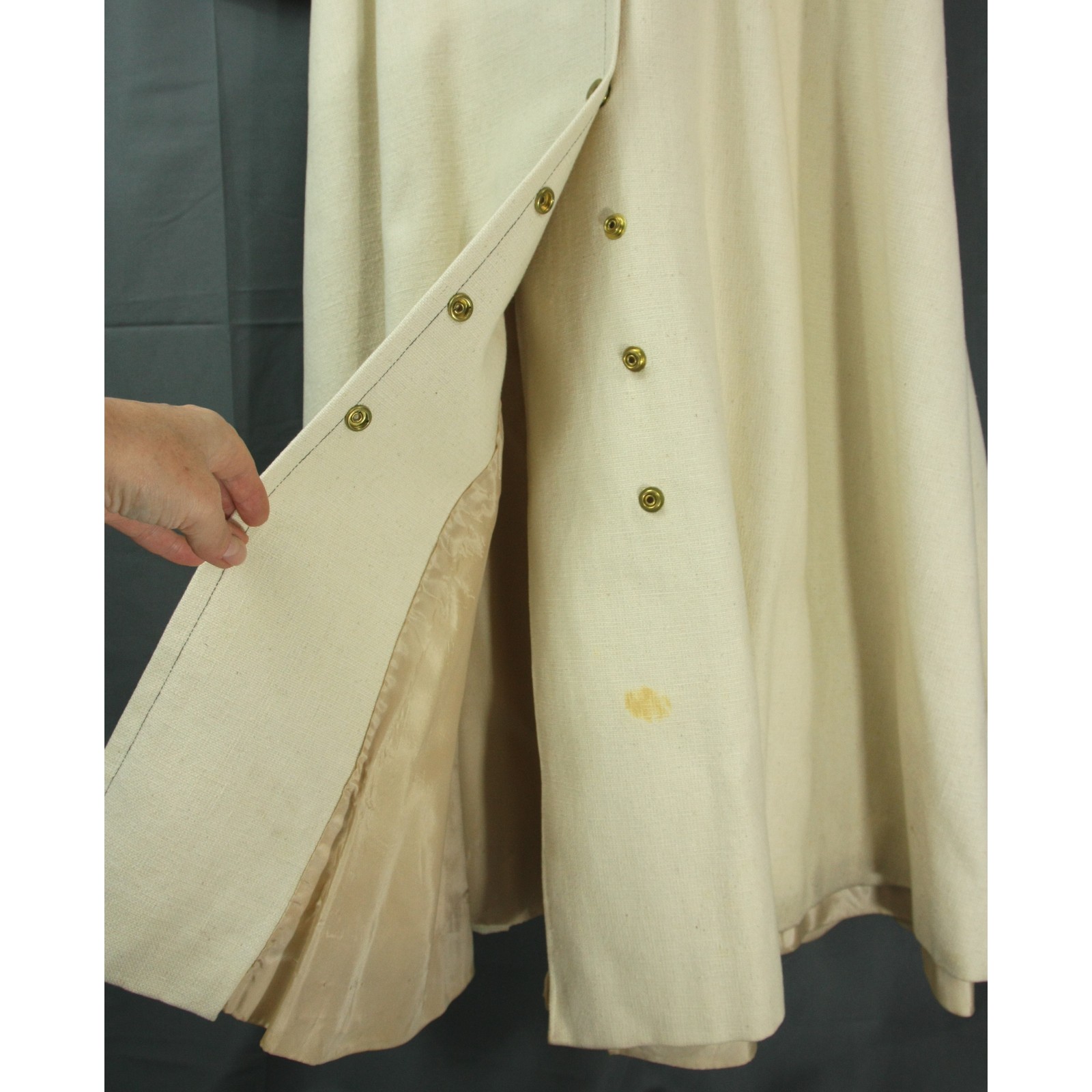 Vintage Francine Hillie Military Snap Front Overcoat Trench Maxi Coat S M 1970s