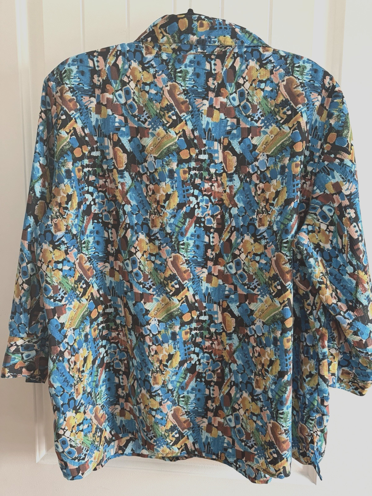 Vintage White Stag Blouse Art to Wear Designer Couture Boho Shoulder Pads FLAW