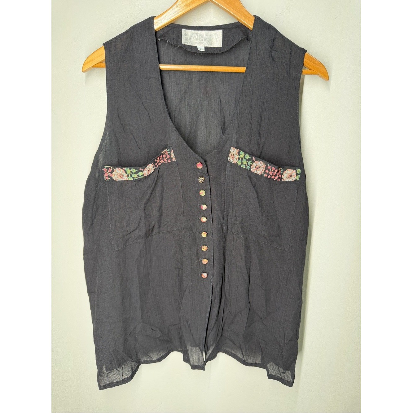 Vintage 90s Platinum Dorothy Schoelen Button Up Vest Tank Artsy Lagenlook Boho