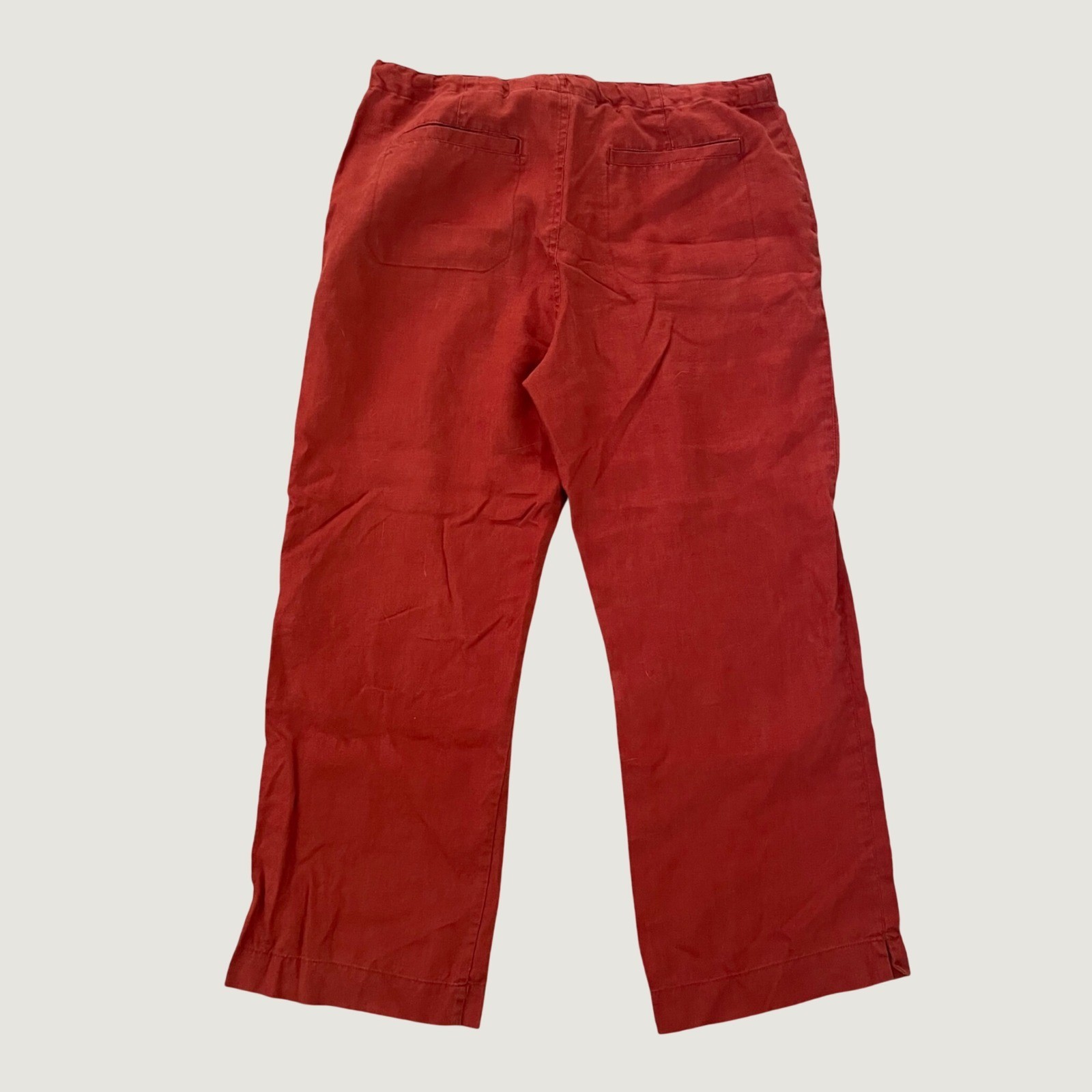 Vtg Y2K 100% Linen Crop Pants Burnt Orange Wide Leg Old Navy Boho Travel Beach