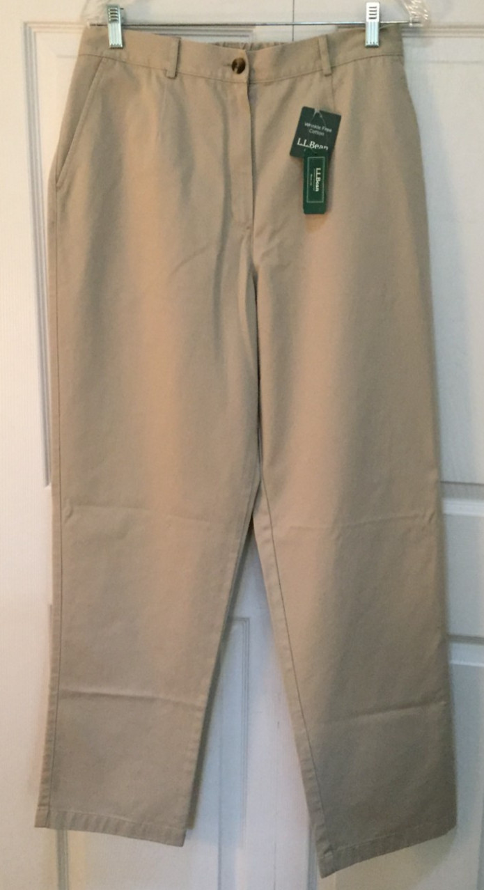Vintage 90s LL Bean Pants Womens SZ 14 Medium Tall Khaki Original Fit Cotton NWT