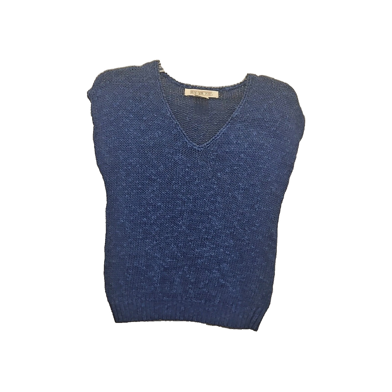 Cottagecore Prairie Vintage 80s Blue Knit Sweater Vest Petite Normcore Academia