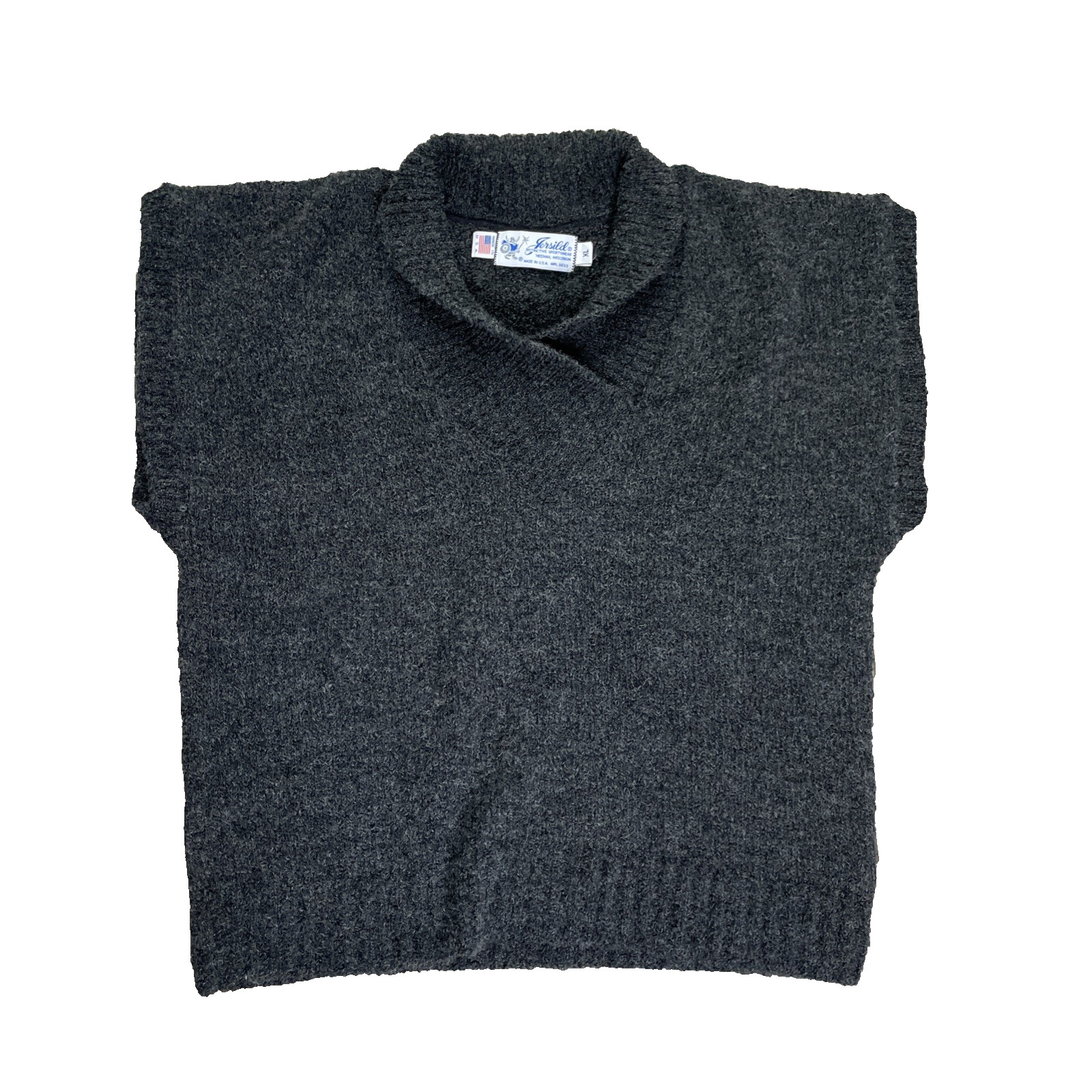 Vtg Jersild Shawl Collar Cap Sleeve Gray Wool Blend Sweater Size XL