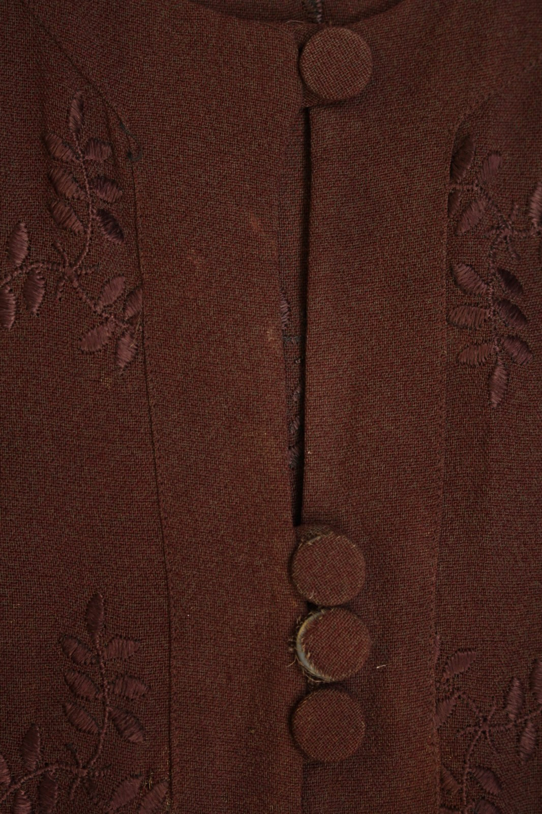 VTG Women’s 30s Brown Embroidered Long Sleeve Rayon Dress Sz XL 1930s Ladycraft