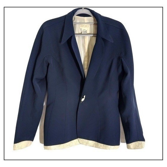 VTG Cache Blazer 8 Navy Career Capsule Tailor Office Business Professional Chic