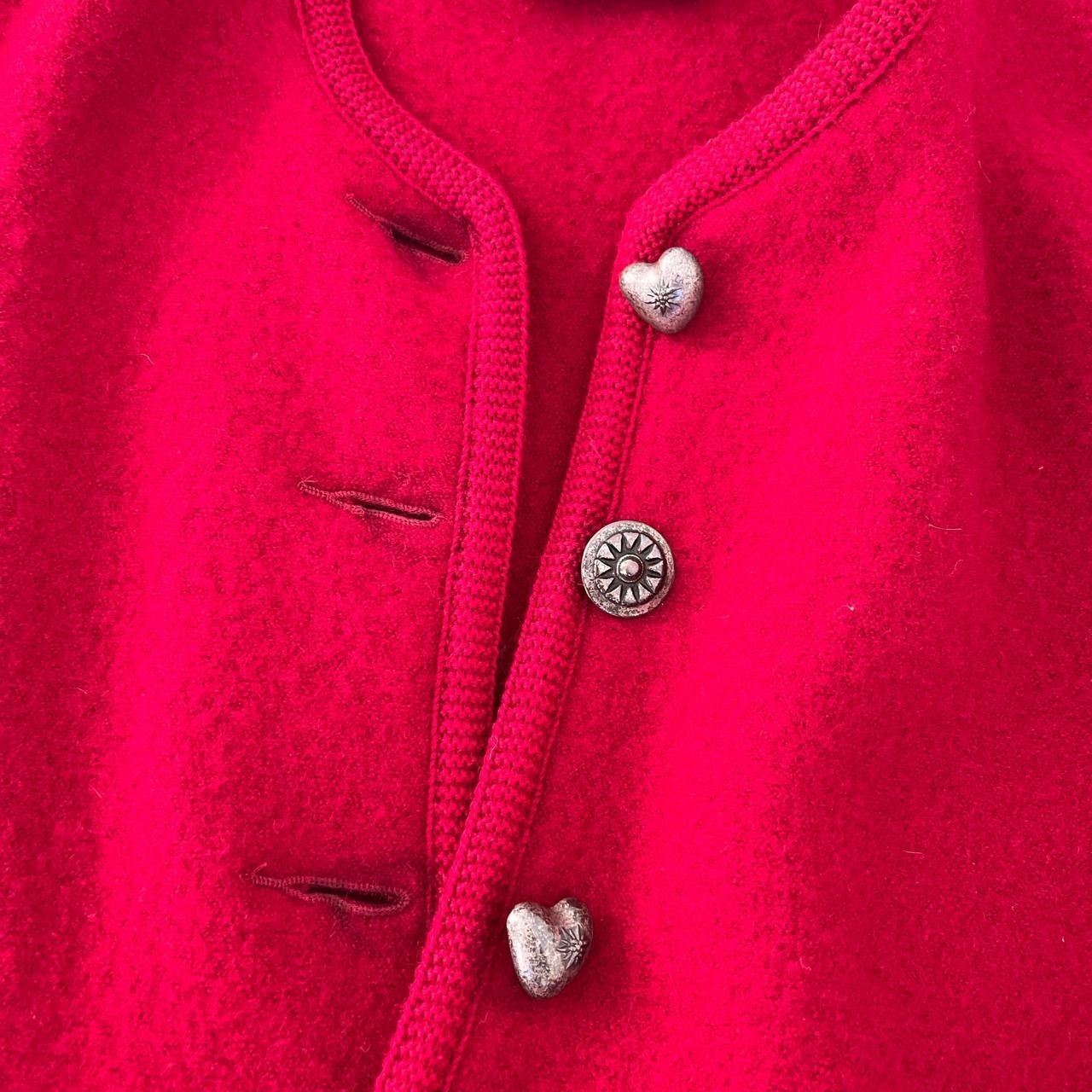 Vintage GEIGER Tyrol Red Wool Cardigan Metal Buttons S 36