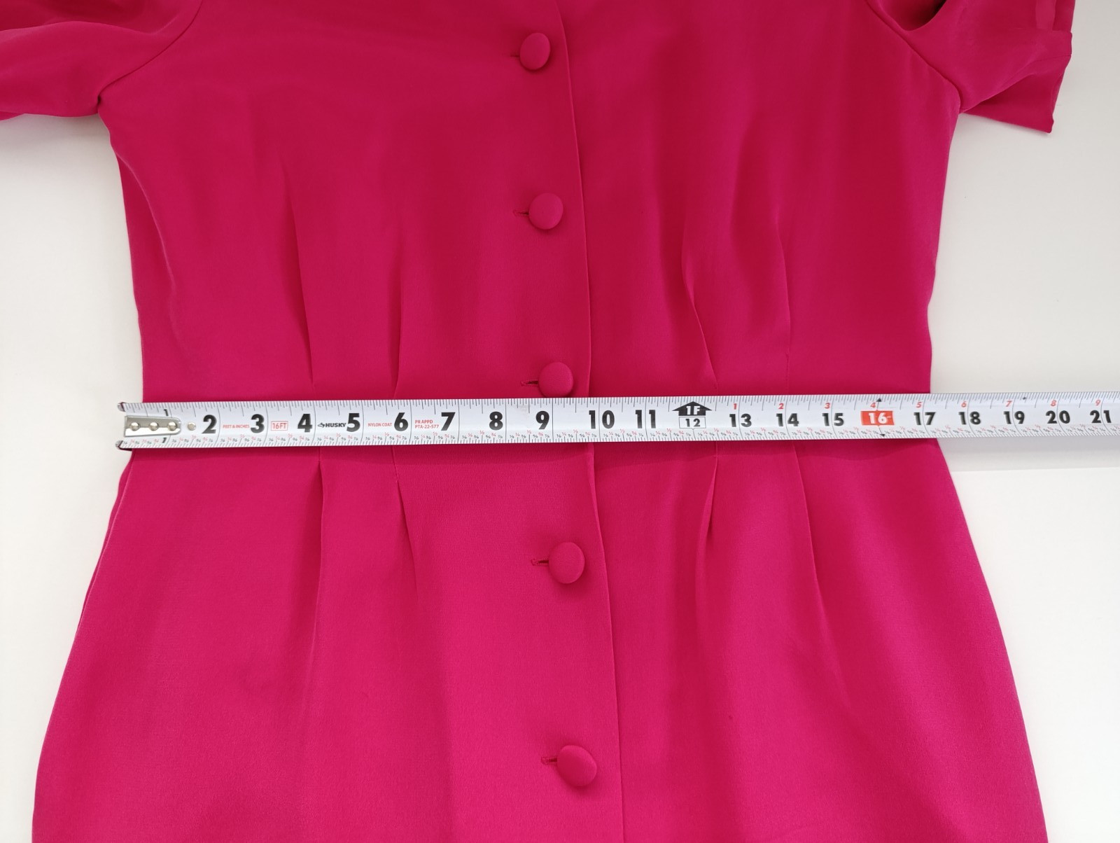 Vintage Patrick Collection 100% Pure Silk Pink Dress Button Up Pockets Size 12
