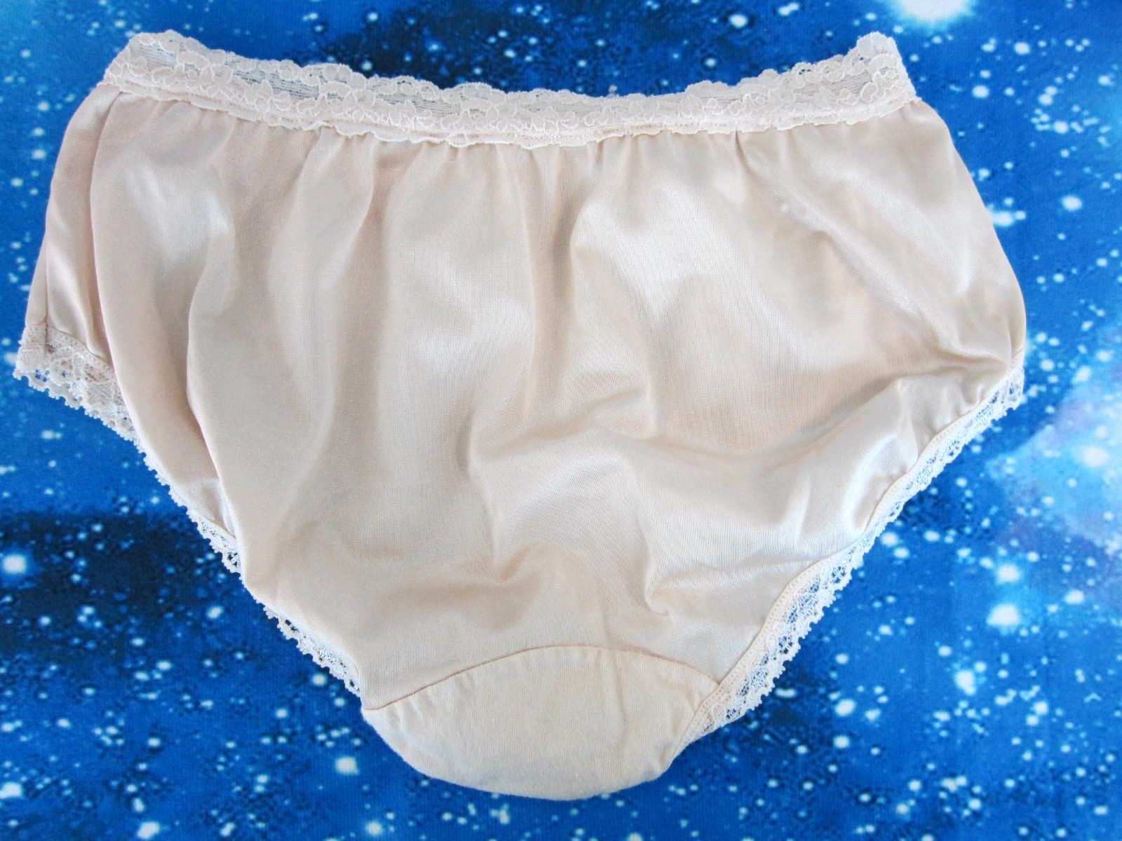 Vintage COTILLION Small Nude Beige Nylon Lace Trim Brief Panties NEW Sz 5