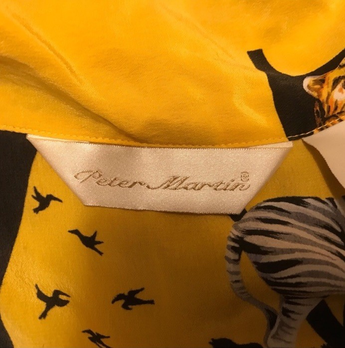1980’s Peter Martin 100% Silk alphabet animal Long Sleeve shirt top Sz 12