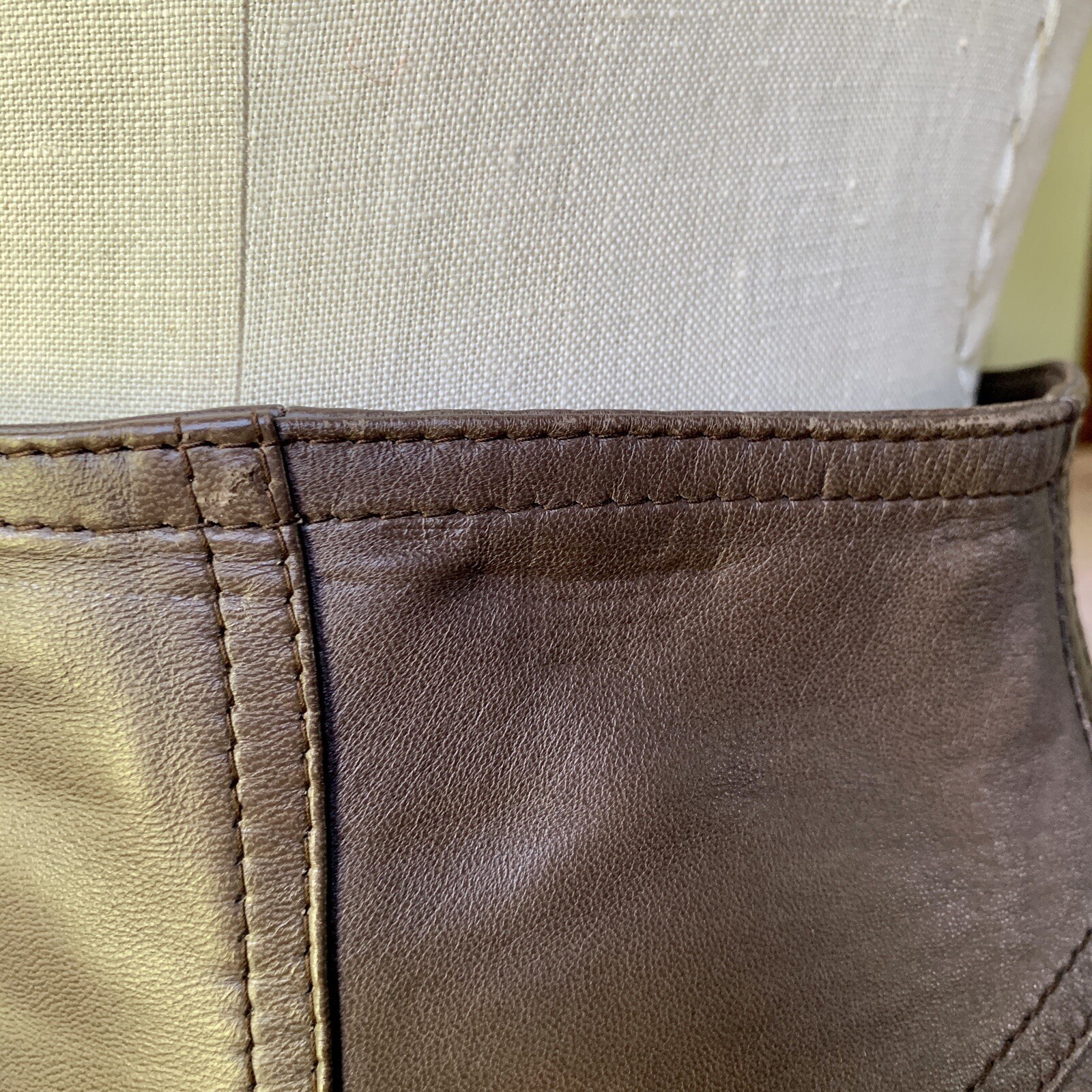 Vintage SALVATORE FERRAGAMO 70s 80s Brown Leather Skirt ITALY 10