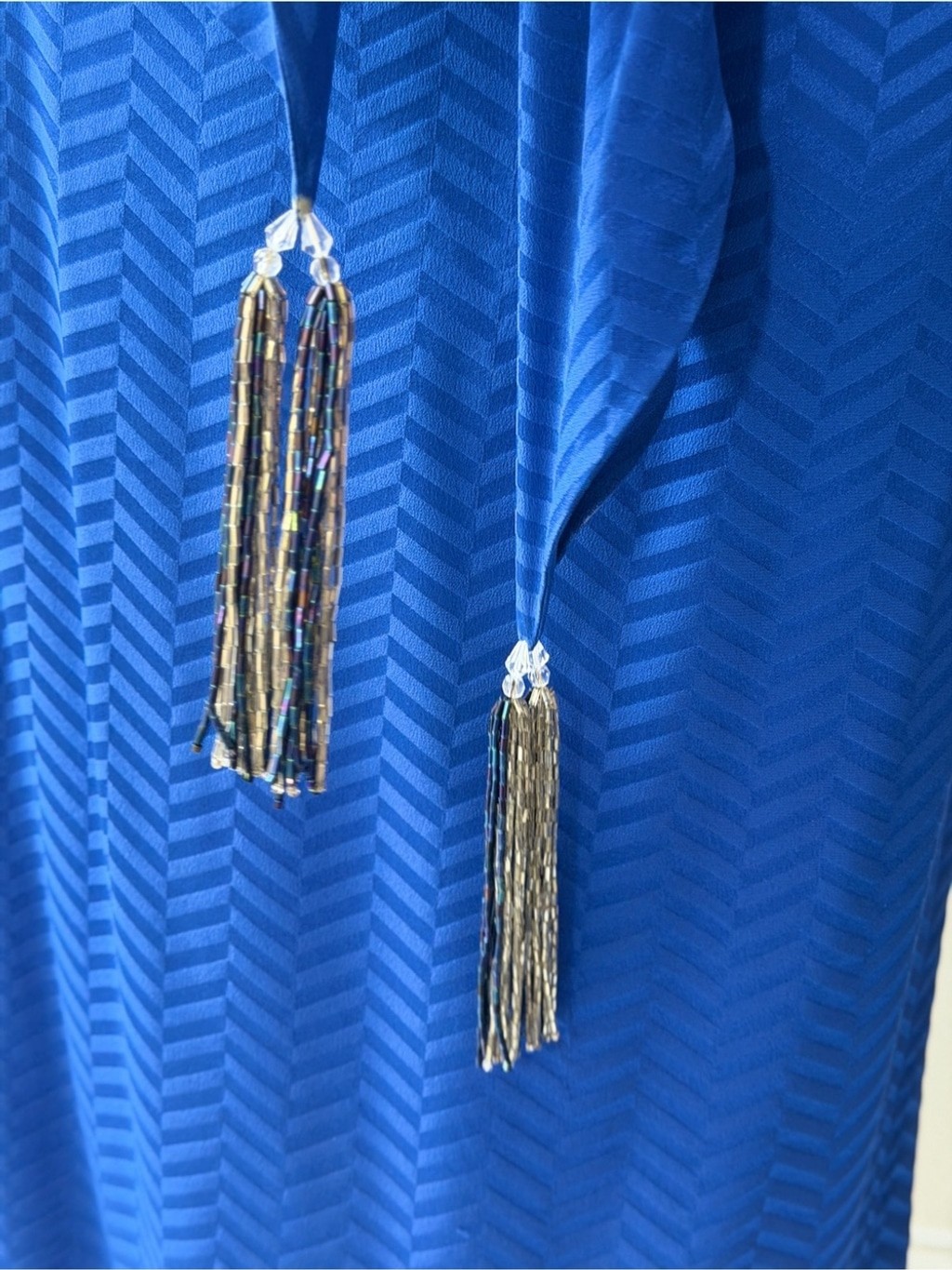 Vintage Lillie Rubin Royal Blue rLong Sleeve Belted Midi Dress
