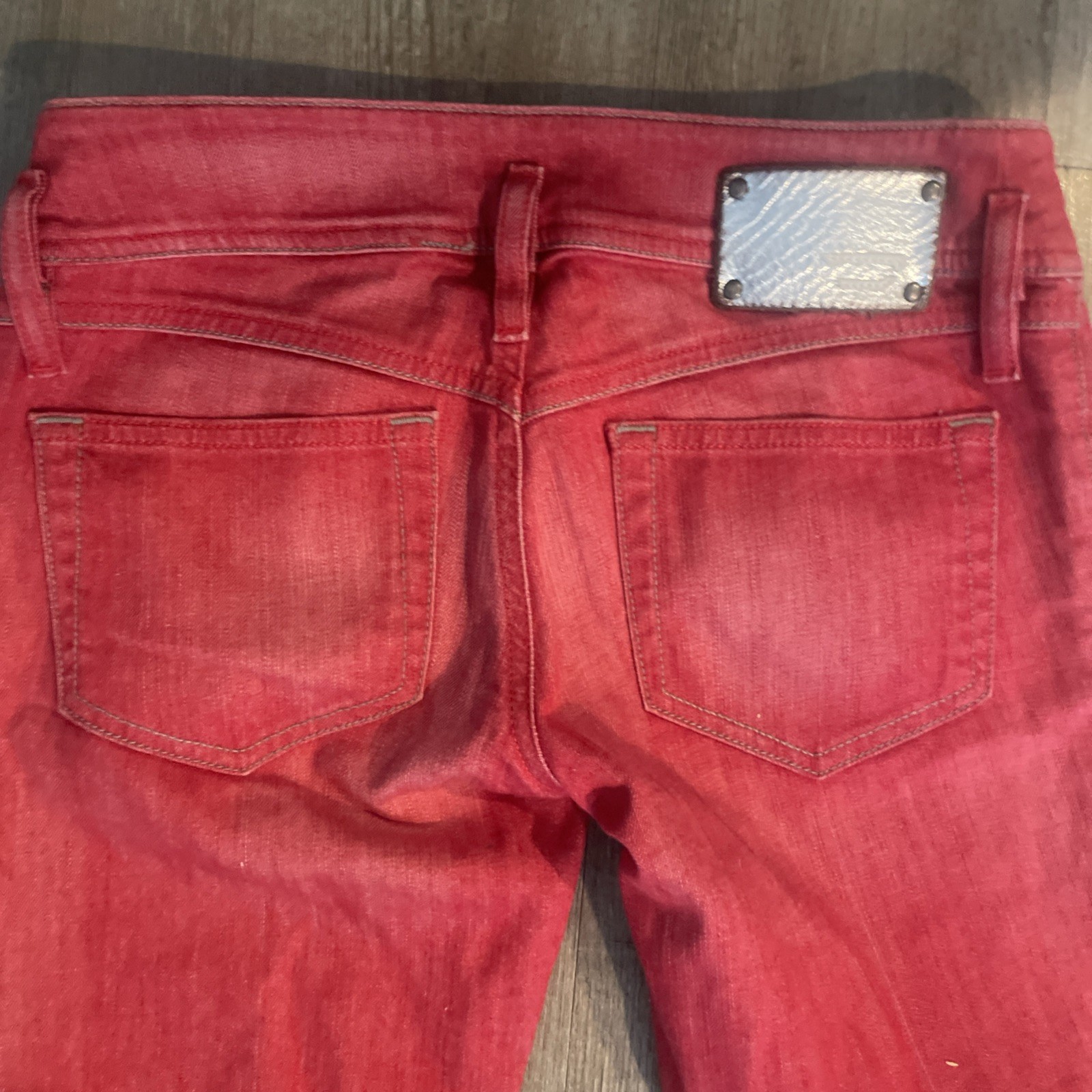 Vintage Diesel Red Faded Skinny Jeans Made In Italy Size 27