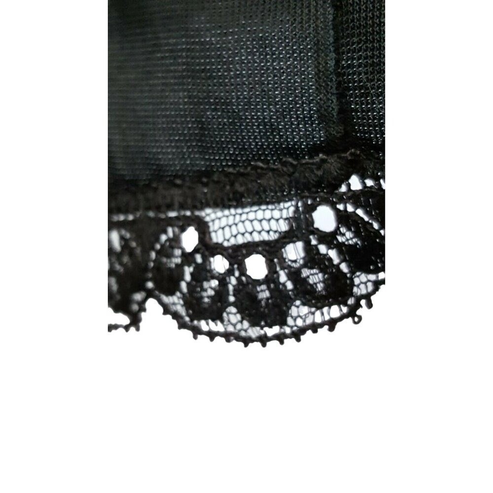 Sears Vintage Non Cling Dress Full Slip Size 34 Black Satin Lace Empire Waist