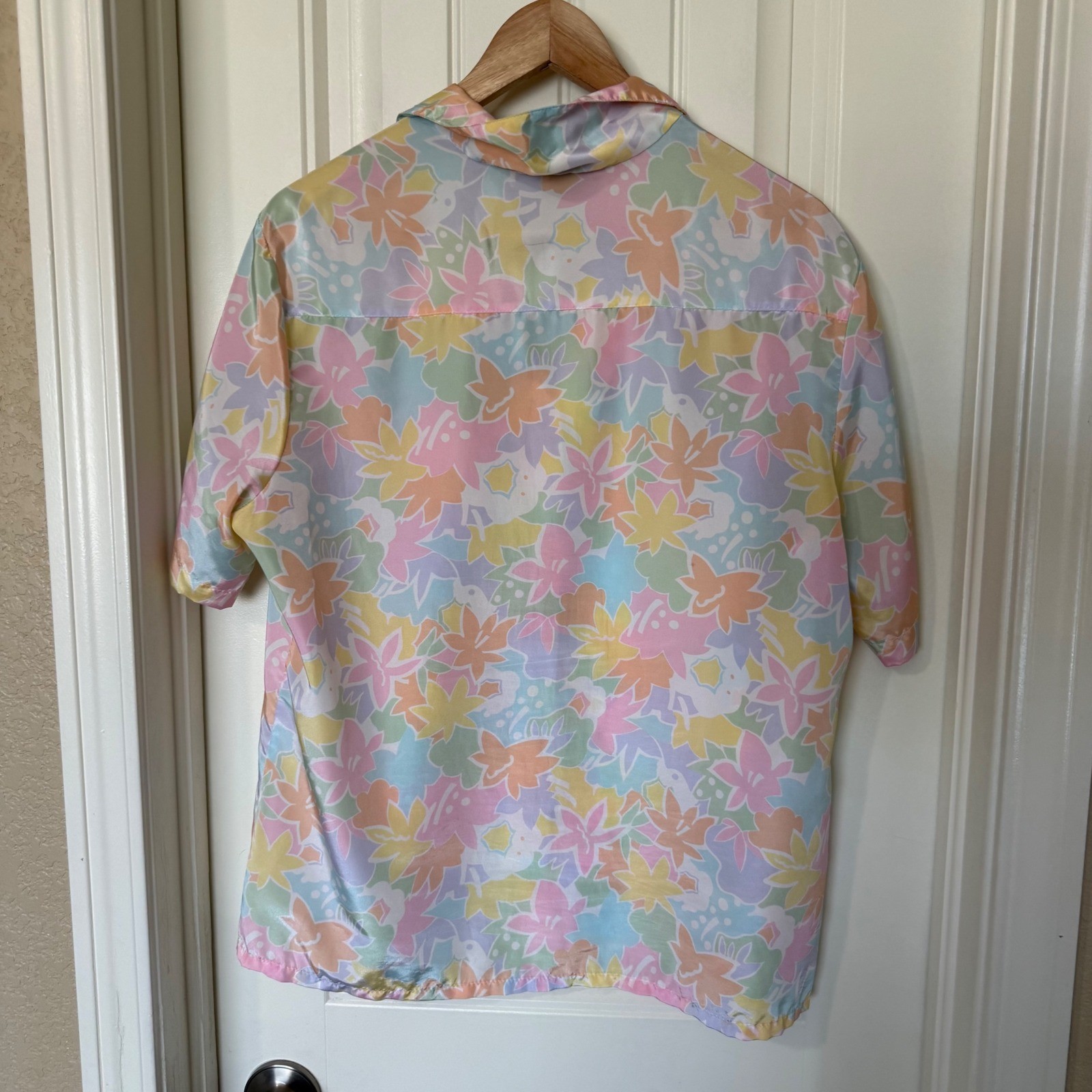 Aspirations Judy Bond Shirt Womens 18 Pastel Floral Vintage 80s Short Sleeve