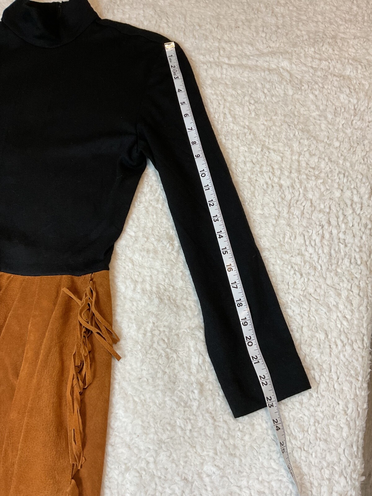 Vintage KENAR Wool and Suede Leather Dress Fringed Western Cowgirl