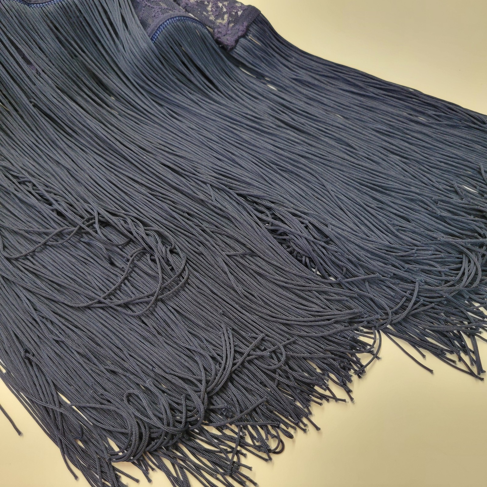 Boho Country Western Fringe Lace Cardigan, Women L, Dark Navy Blue, 3/4 Sleeve