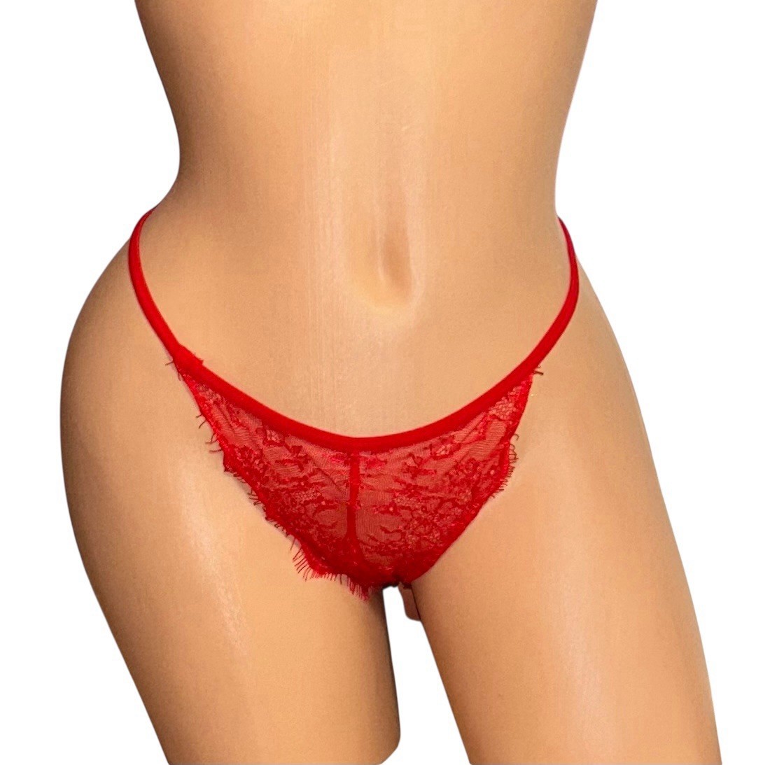 2PC AVIDLOVE Red Shiny Sheer Lace Peek A Boo Front Closure Nightie & Panties S