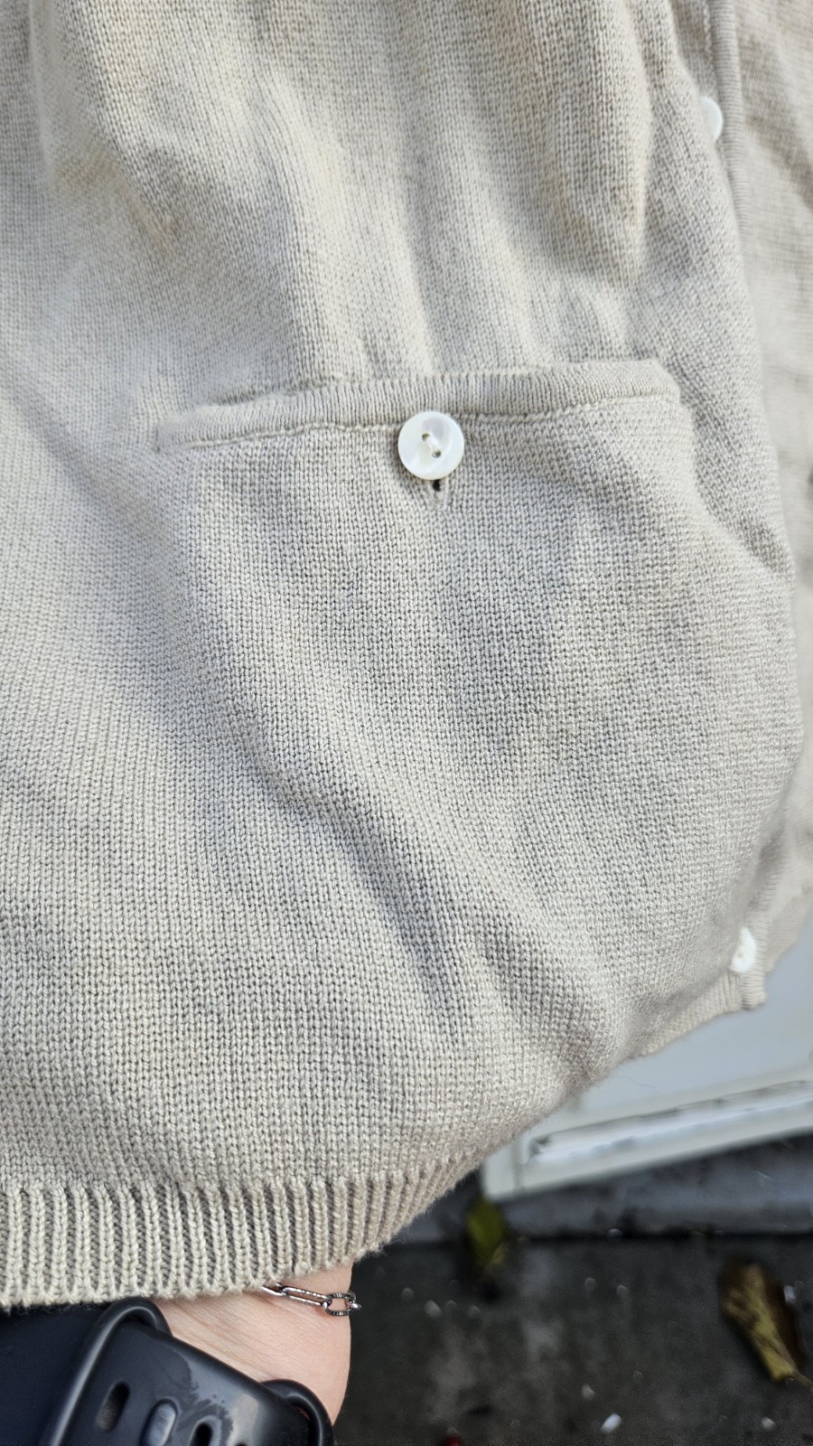 Vintage Pringle Of Scotland Beige 100% Cotton Front Pocket Cardigan Size L