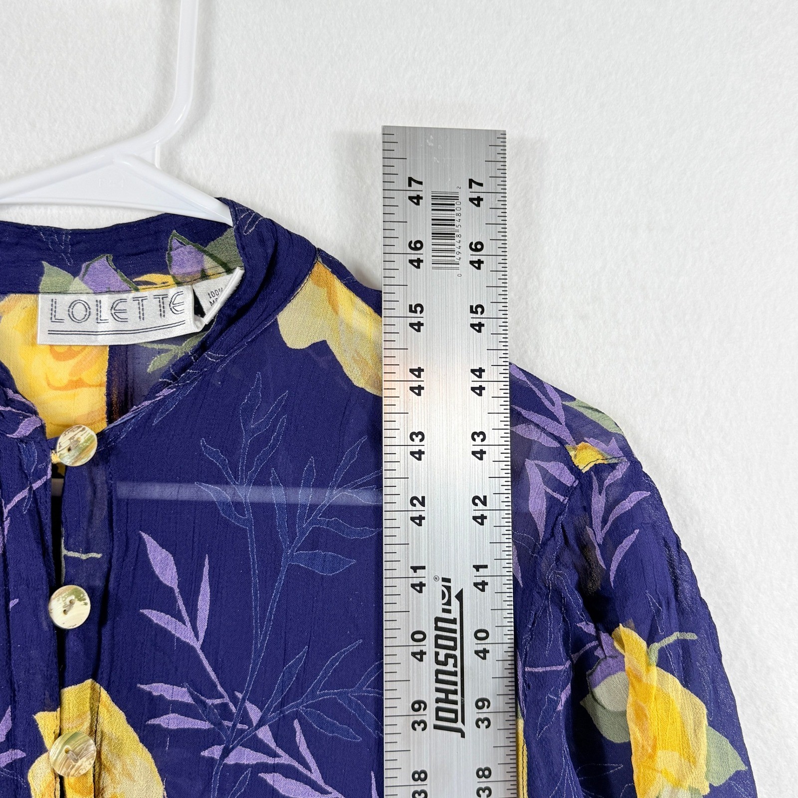 Lolette Maxi Dress Womens Large Purple Yellow Rose Floral Sheer Vtg Cottagecore